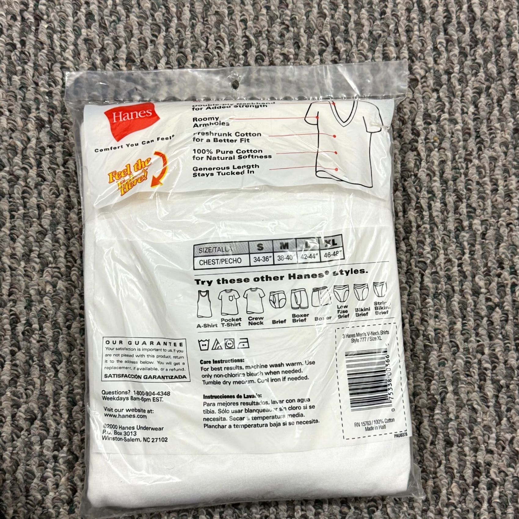 Hanes VINTAGE Hanes Shirt Mens XL White V-Necks Comfort 3 Pack Undershirt Casual New Size US XL / EU 56 / 4 - 4 Thumbnail