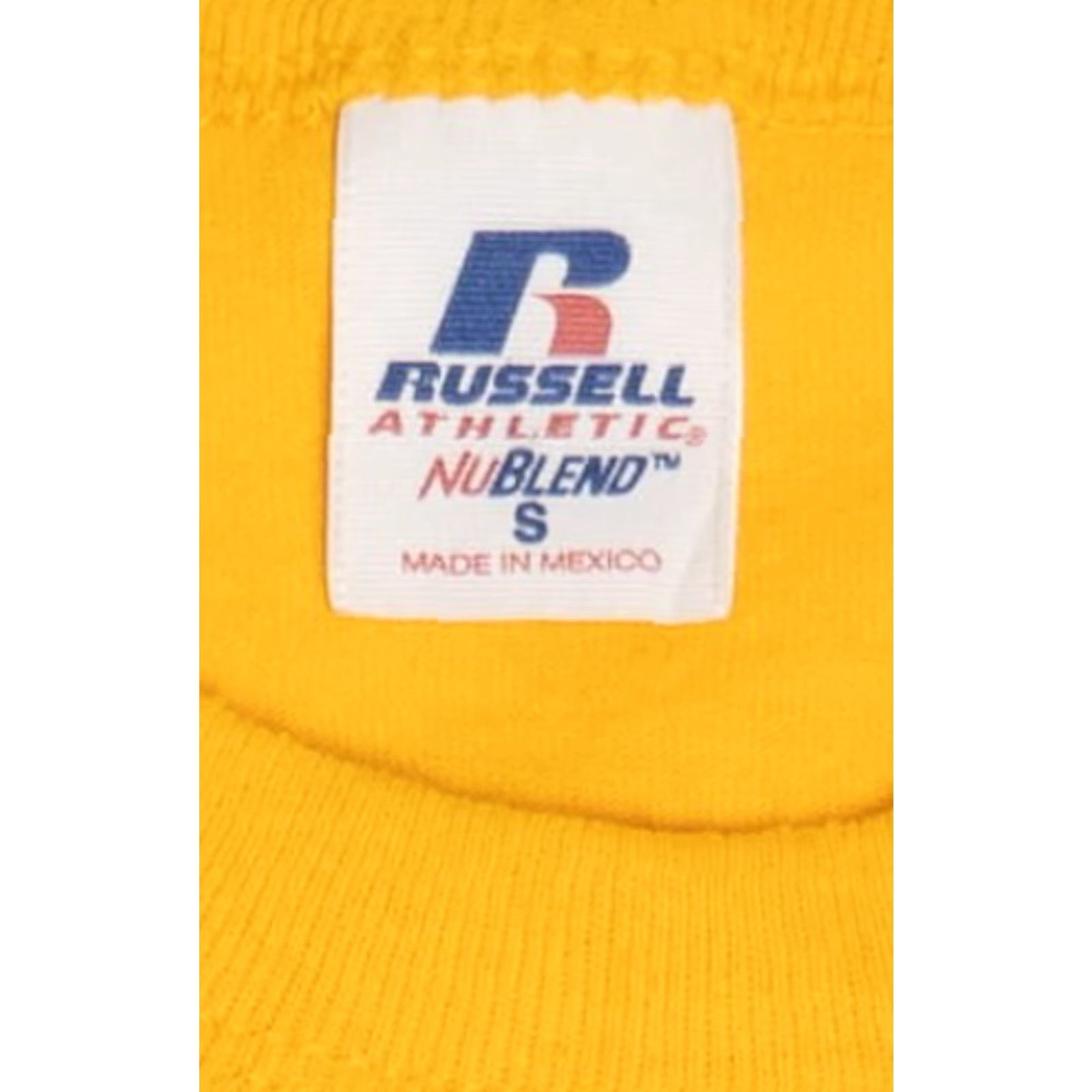 Russell Athletic VINTAGE Russell Athletic T-Shirt Lutcher Phys. Ed Bulldog Logo Yellow Small Unisex Adults Short Sleeve 1990s Mens Womens Boys Girls Size US S / EU 44-46 / 1 - 3 Thumbnail
