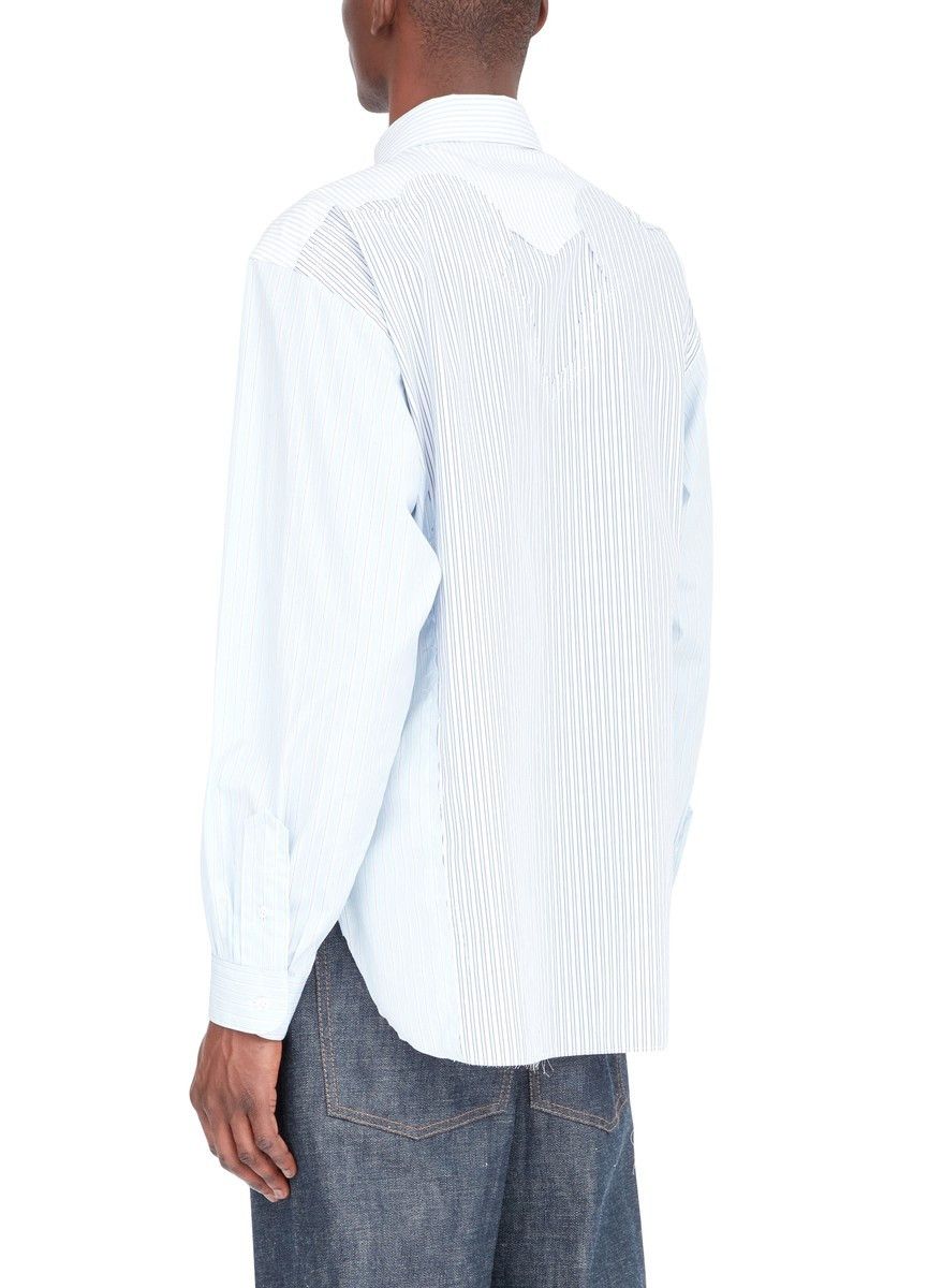 Maison Margiela oc11z0925 Yoke Stripe Cotton Shirt in Light Blue Size US S / EU 44-46 / 1 - 7 Thumbnail