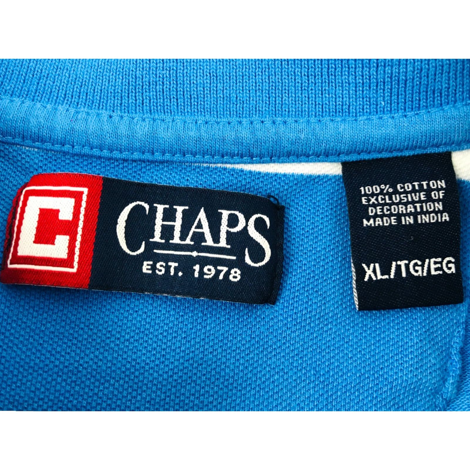 Chaps Chaps Polo Shirt Men's XL Blue White Striped 1/4 Button Up Short Sleeve Collared 100% Cotton Shirt Mens Size US XL / EU 56 / 4 - 5 Thumbnail