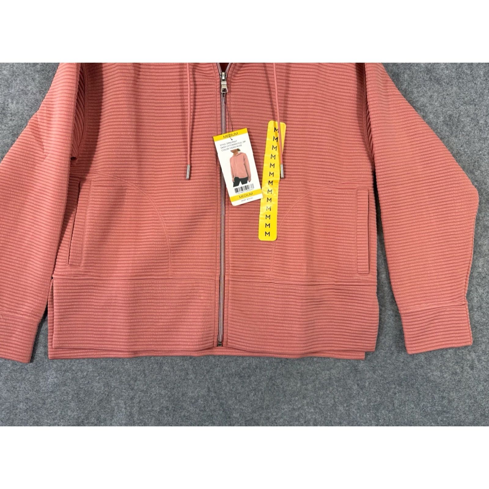 DKNY DKNY Full Zip Hoodie Womens M Faded Rose Ribbed Stretch Pockets NWT Ottoman Structure: Hoodie, DKNY, Pink, White Label? (Oops) Size M / US 6-8 / IT 42-44 - 3 Thumbnail
