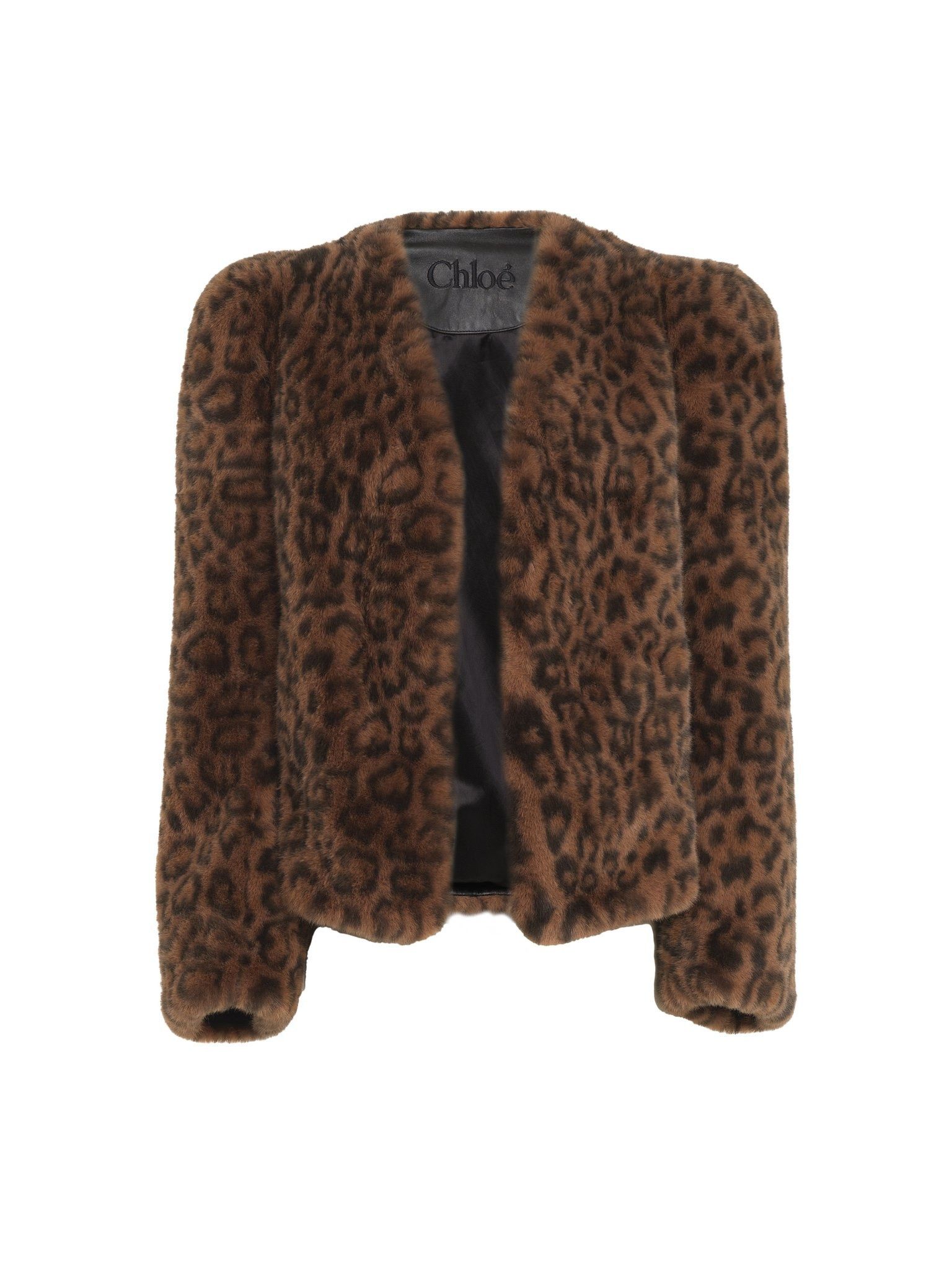 o1loc1c11125 Faux Fur Boxy Jacket in Brown