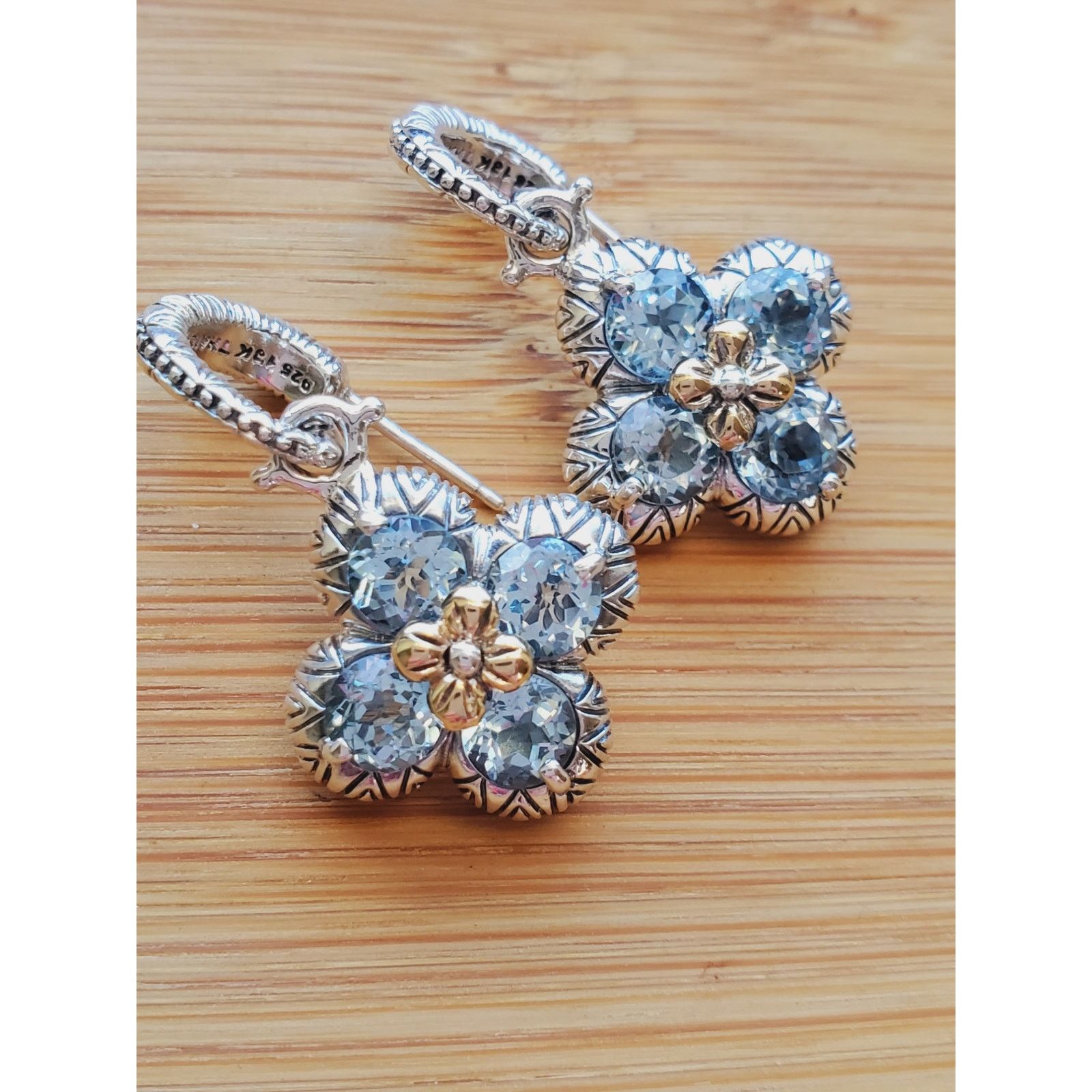 Jewelry Barbara Bixby Blue Topaz Flower Shepherds Hook Earrings Size ONE SIZE - 1 Thumbnail