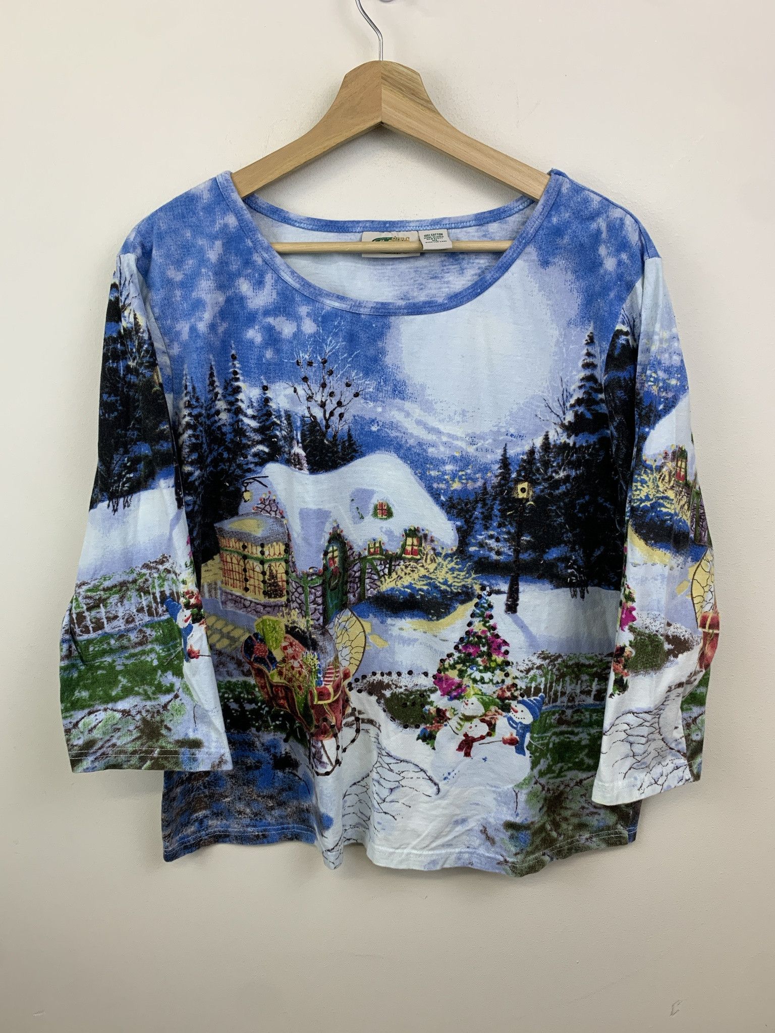 Other Vintage 1990s All OVer Print Christmas Santas Sleigh Longsleeve Size US L / EU 52-54 / 3 - 1 Thumbnail