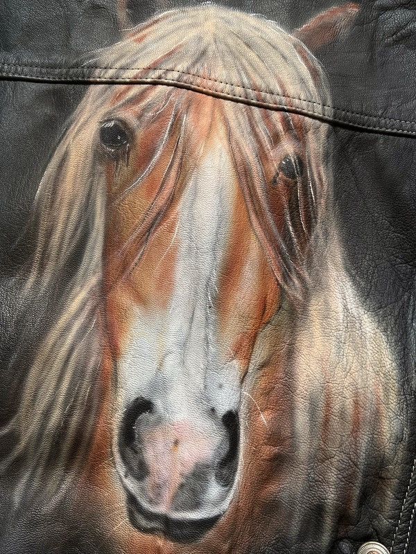 Vintage Falco Leather 90s Biker Vest Airbrush Art Horse by Roland Size S / US 4 / IT 40 - 5 Thumbnail