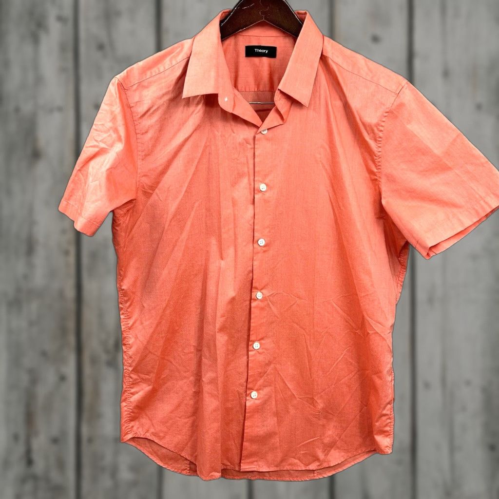 Theory THEORY Shirt Mens Large Sylvan Tailored Button Front Short Sleeve Coral Preppy Size US M / EU 48-50 / 2 - 1 Thumbnail
