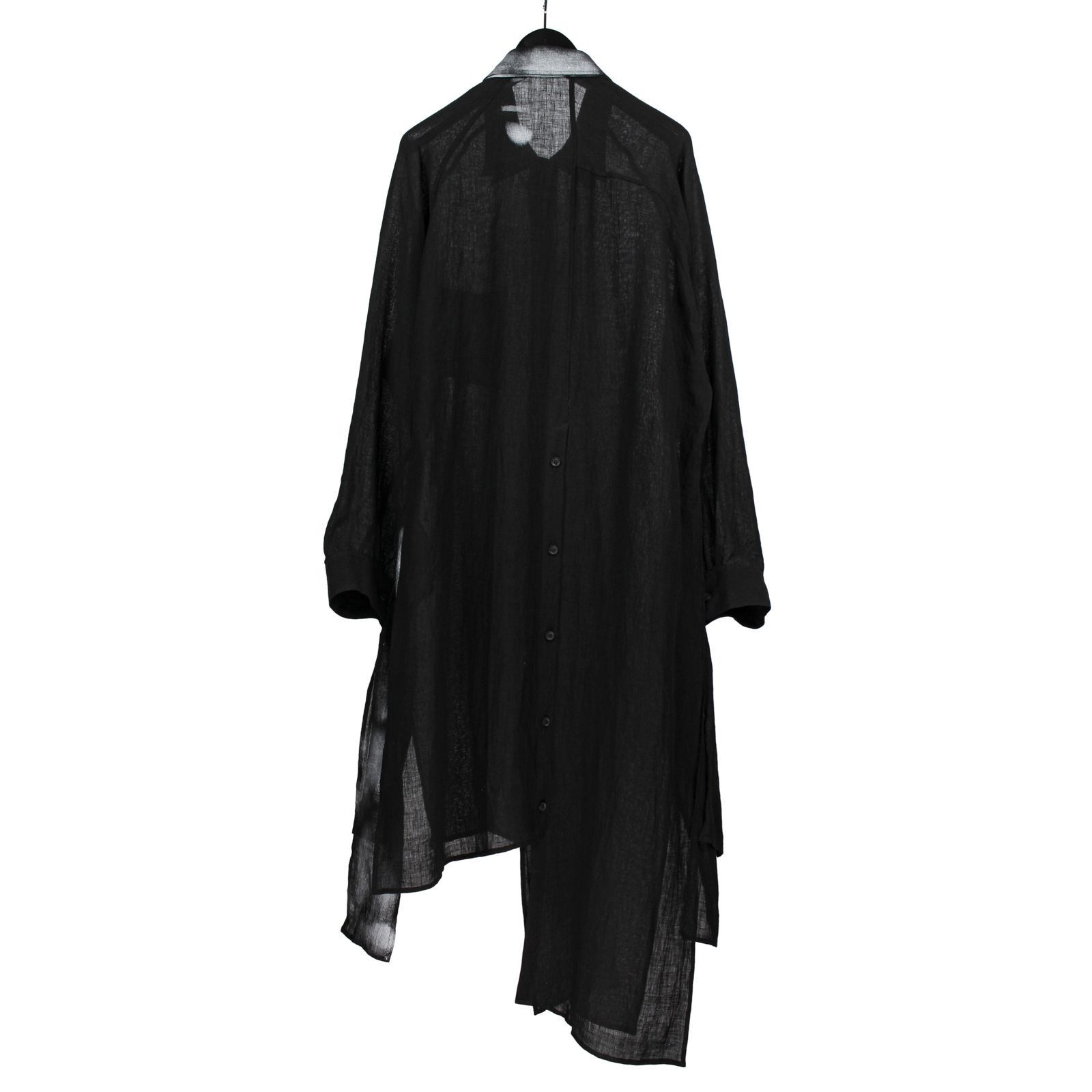 Yohji Yamamoto Yohji Yamamoto Pour Homme - Linen Gathered Hem Long Shirt Size US M / EU 48-50 / 2 - 2 Thumbnail