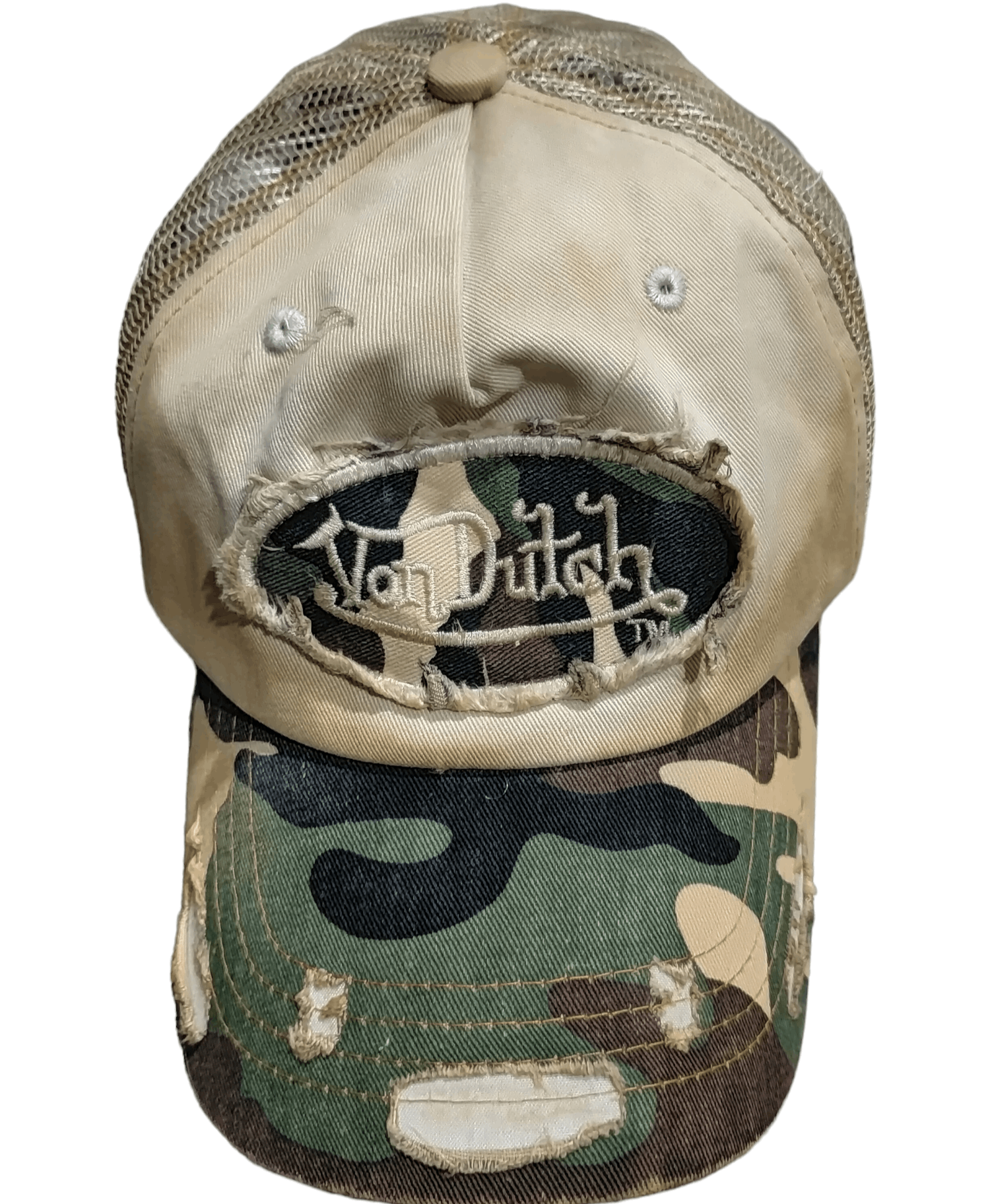 Vintage × Von Dutch 🔥 RARE VON DUTCH DISTRESSED CAMO TRUCKER HAT Size ONE SIZE - 1 Thumbnail