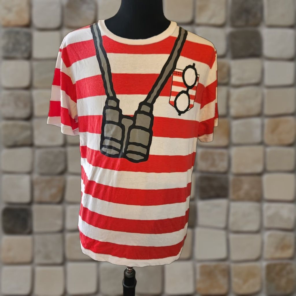 Aldo Where's Waldo Cosplay Costume Striped Tee T-Shirt Red White Size Adult XL Size US XL / EU 56 / 4 - 1 Thumbnail