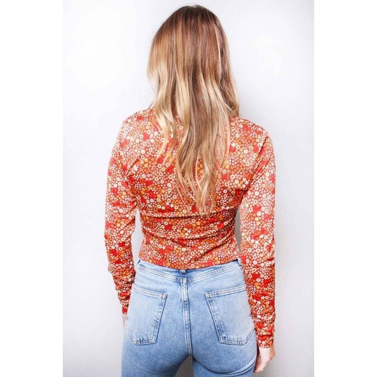 Other Floral Long Sleeve Crisscross Neck Top For Women XL Size XL / US 12-14 / IT 48-50 - 3 Thumbnail