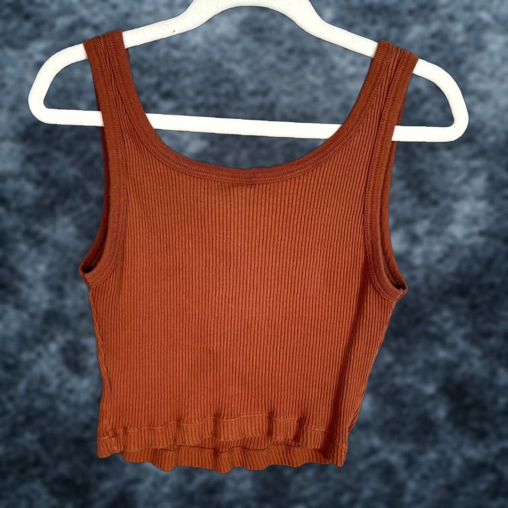 Uniqlo Uniqlo Womens Small Ribbed Rust Orange Henley Tank Top Shirt Tank Adult Womens Small Orange Cotton Cotton Blend Casual Sleeveless Spring Summer Womens Size S / US 4 / IT 40 - 1 Thumbnail