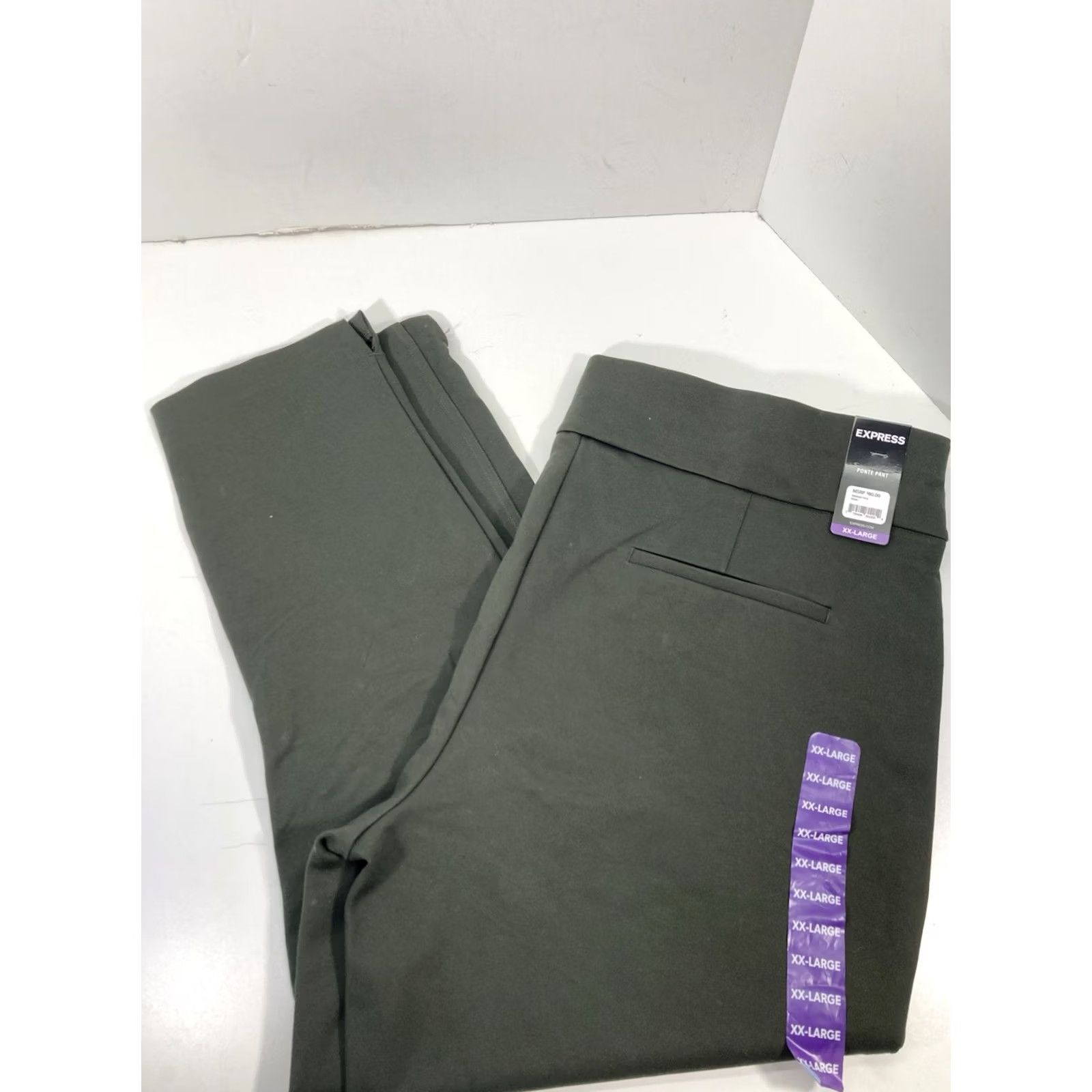 Express Express Ponte Pants Women 2XL Forest Green 42x27 Stretch NWT Khakis Leggings Size 40" / US 18 - 2 Thumbnail
