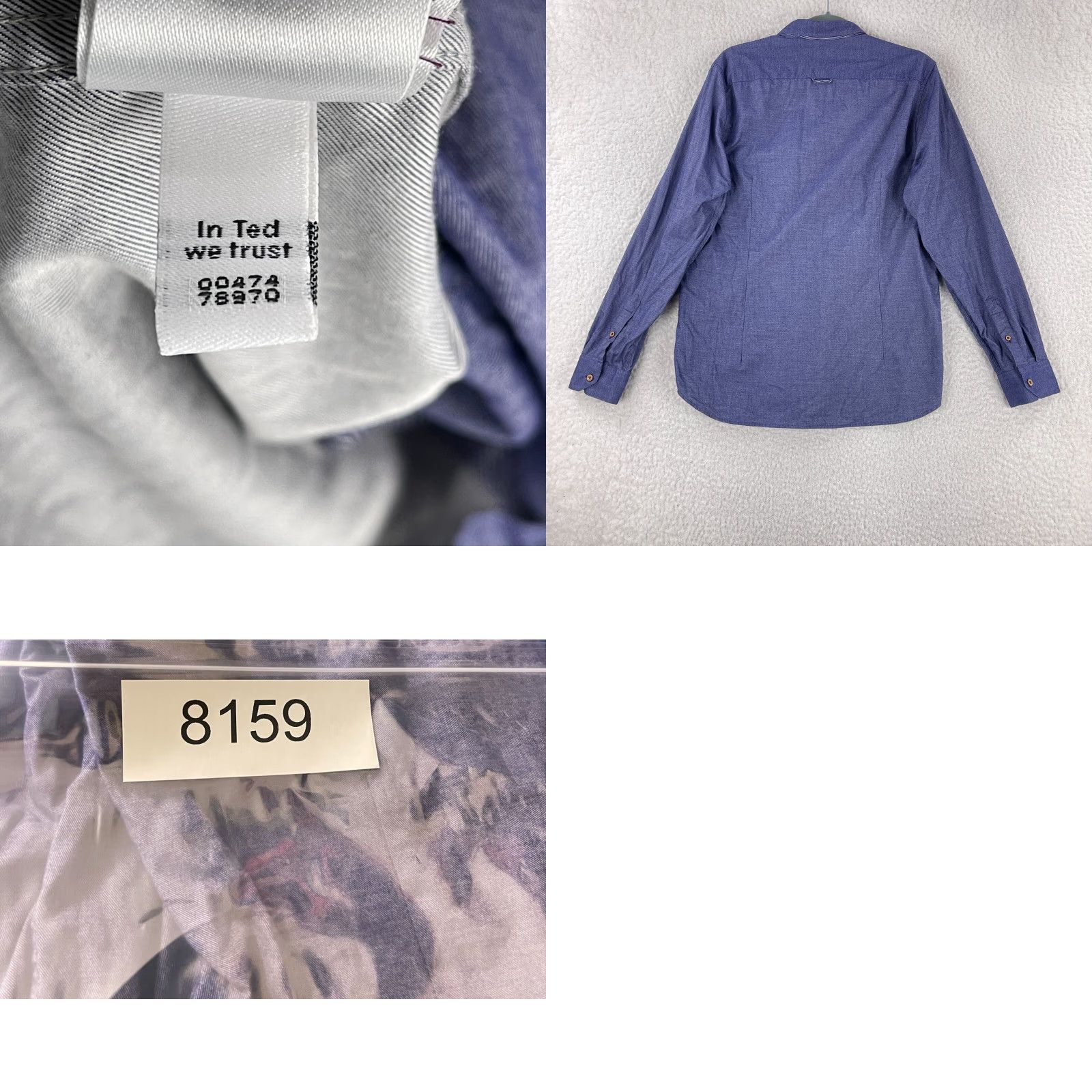 Ted Baker Ted Baker Purple Button-Down Dress Shirt Mens Large 100% Cotton Long Sleeve, Regular Fit, Classic London Style Size 42R - 9 Thumbnail