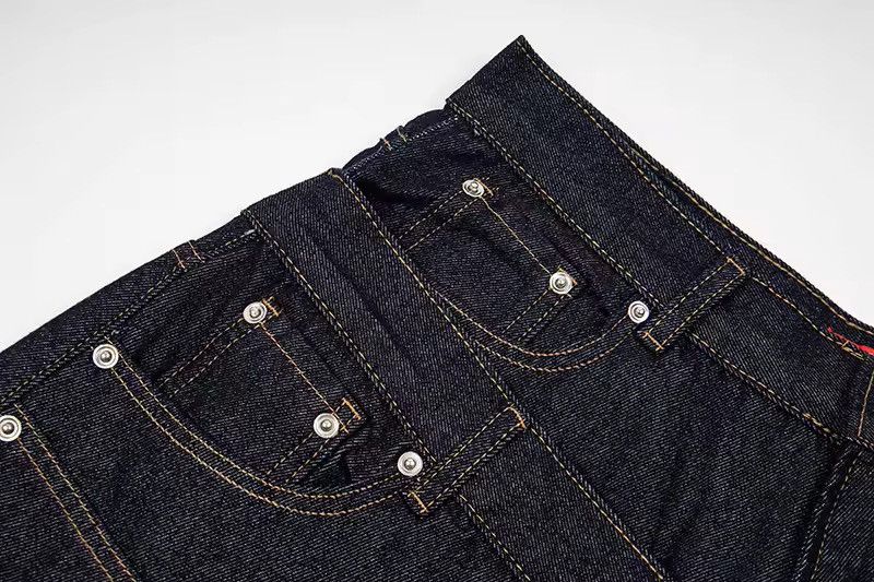 Jean Streetwear Rivets Double Waisted Denim Shorts Jorts Size US 31 - 5 Thumbnail