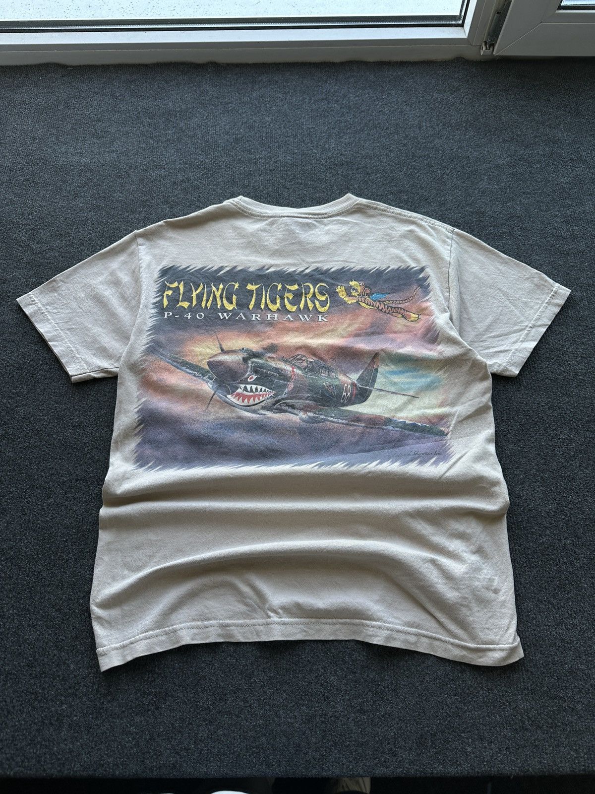 Other FLYING TIGER 🚨 P40 WARHOUSE BIG LOGO MEN BEIGE TEE Size US M / EU 48-50 / 2 - 1 Thumbnail