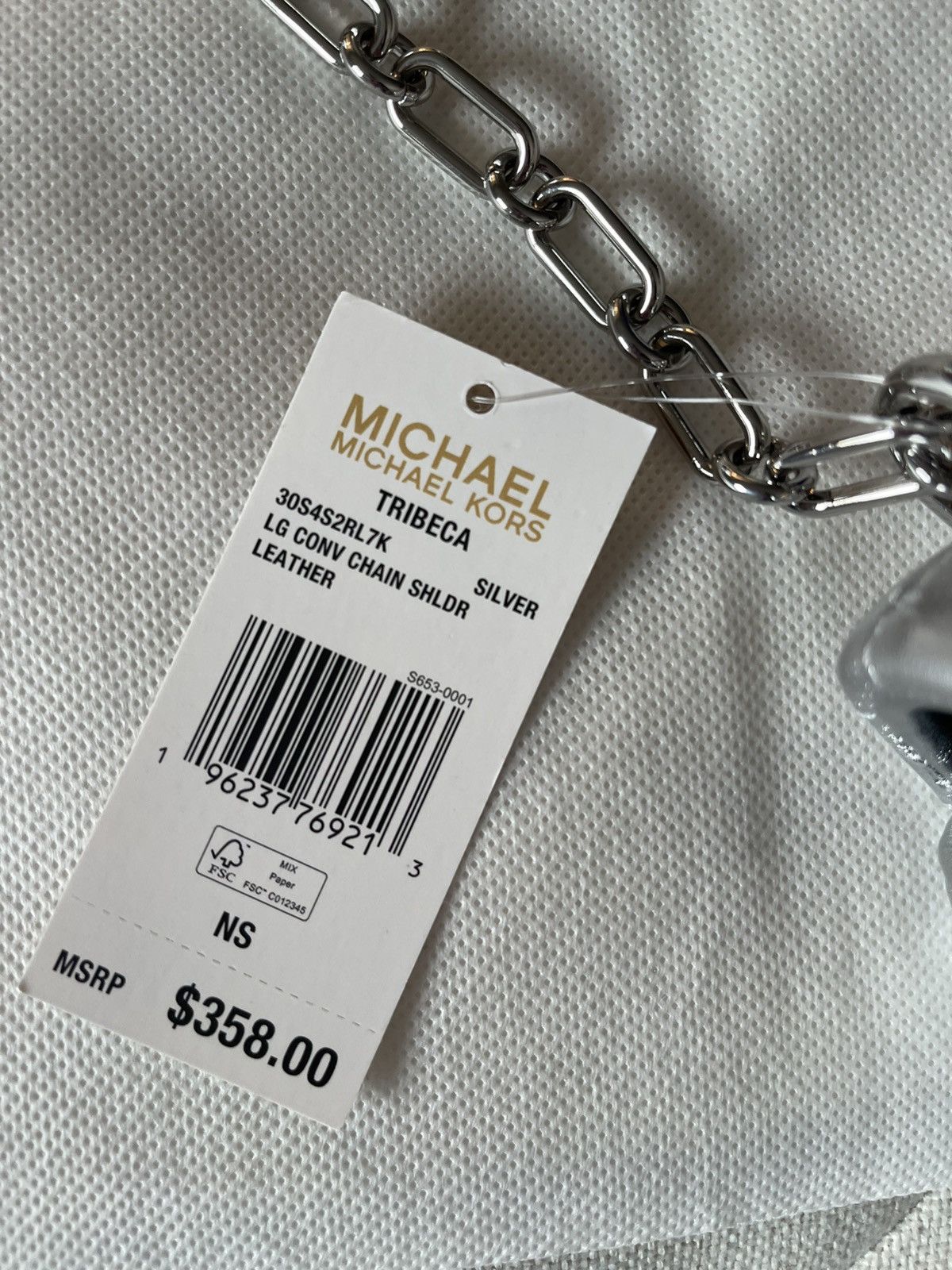 Michael Kors Michael Kors Tribeca Shoulder Bag-Silver Size ONE SIZE - 10 Thumbnail