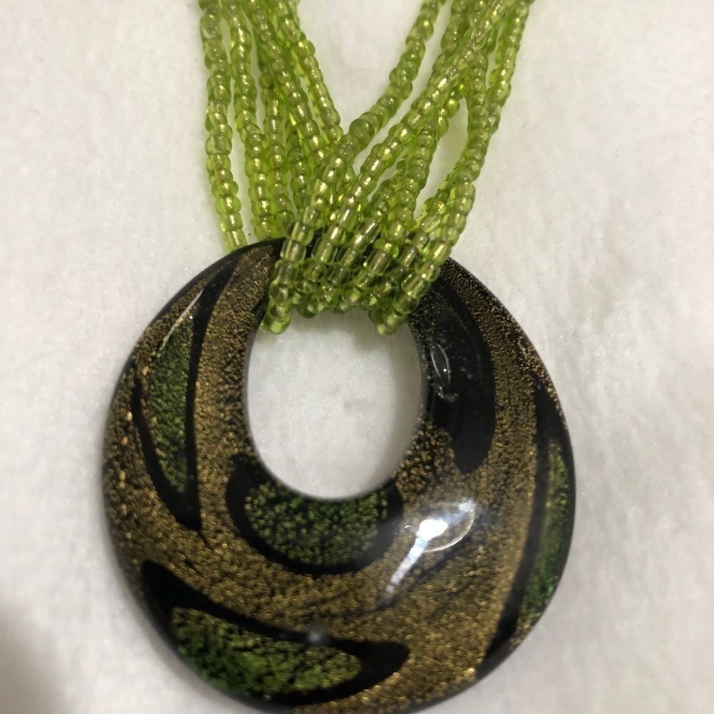 Other Glass Pendant Necklace with Earrings Set Size ONE SIZE - 4 Thumbnail