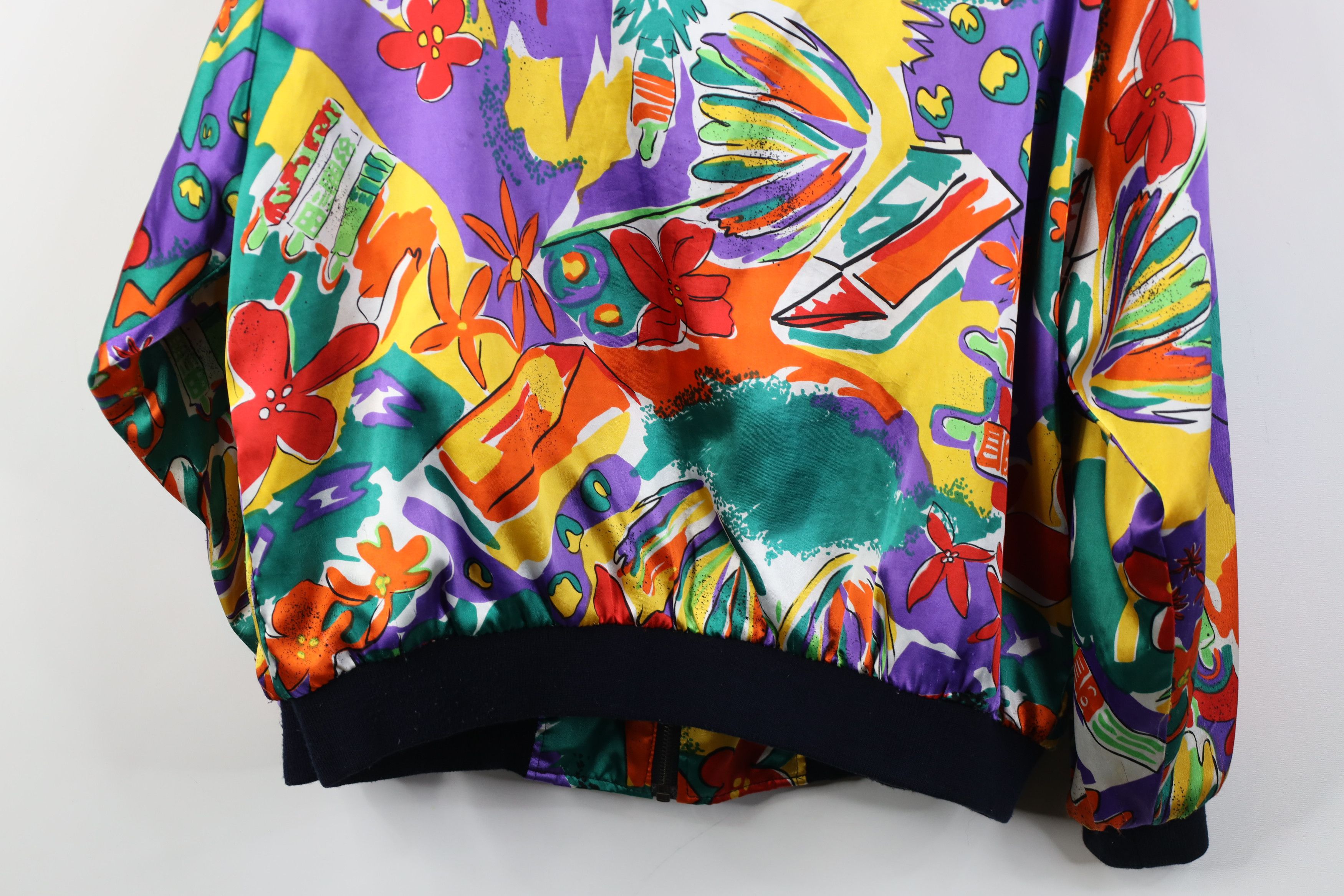 Vintage Vintage 90s Streetwear Flower Full Zip Bomber Jacket Size US L / EU 52-54 / 3 - 14 Thumbnail