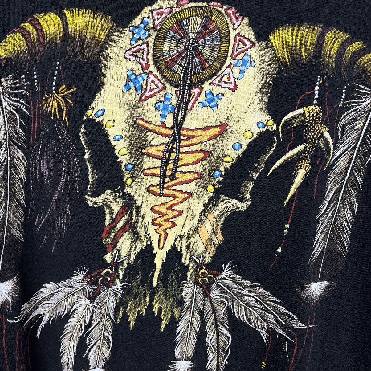 Vintage Vintage Aztec Goat skull faded graphic tee 90’s Size US L / EU 52-54 / 3 - 4 Thumbnail