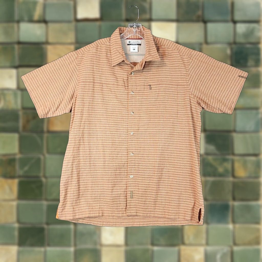 Vintage COLUMBIA Men's Orange Checkered Short Sleeve Button-Up Shirt XL Size US 36 / EU 52 - 1 Thumbnail