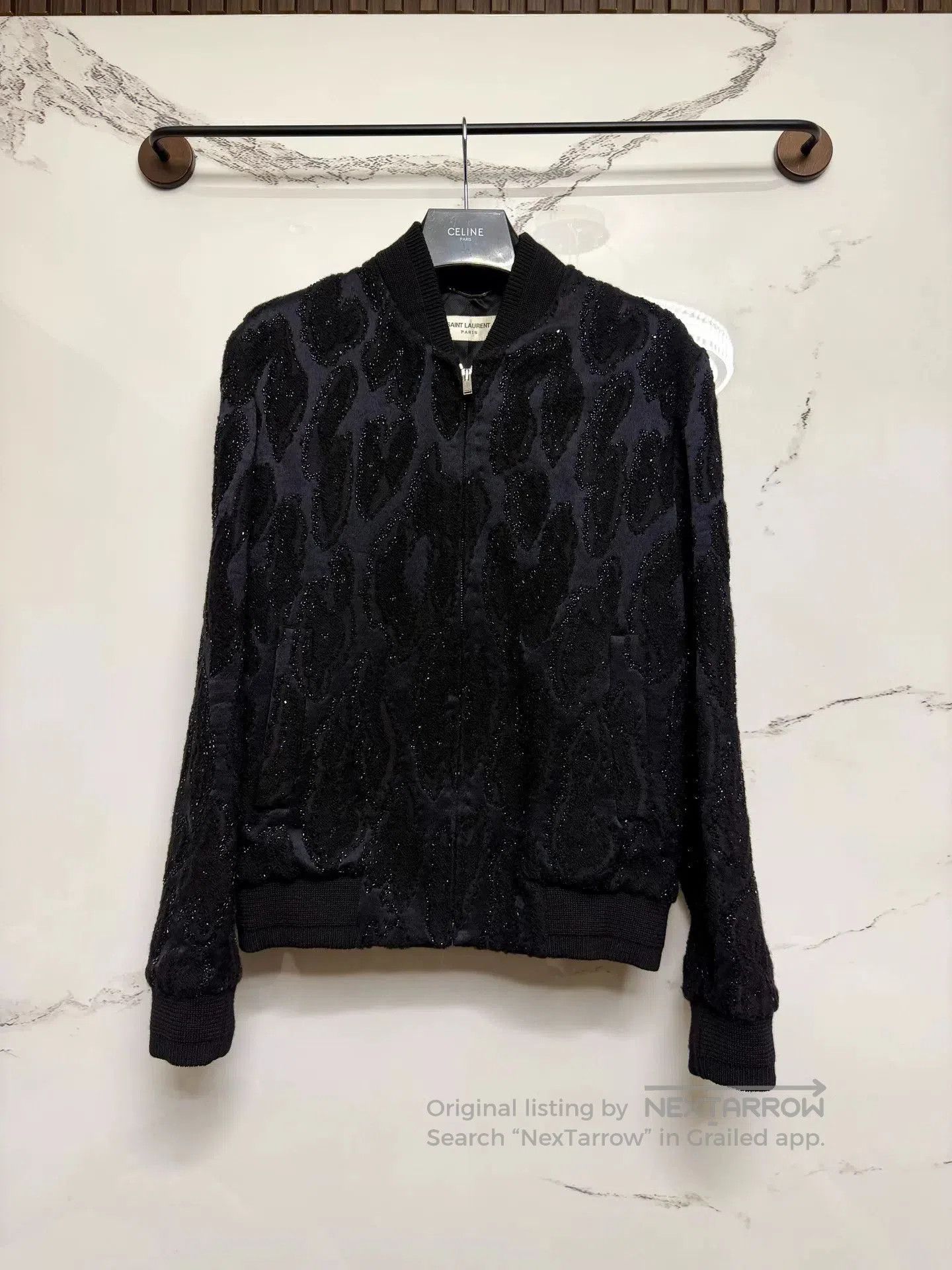 Saint Laurent Paris saint laurent black beaded bomber jacket. Size US S / EU 44-46 / 1 - 1 Thumbnail