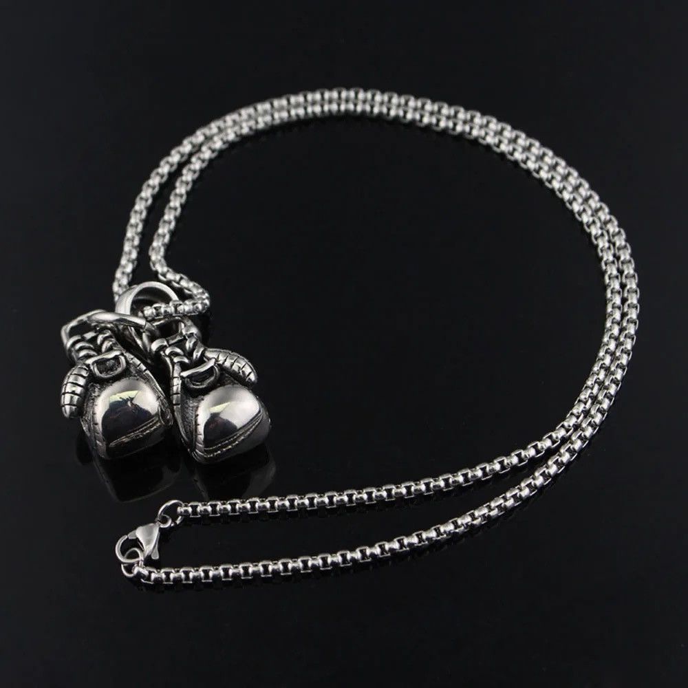 Vintage Classic Silver Boxing Gloves Necklace Size ONE SIZE - 2 Thumbnail