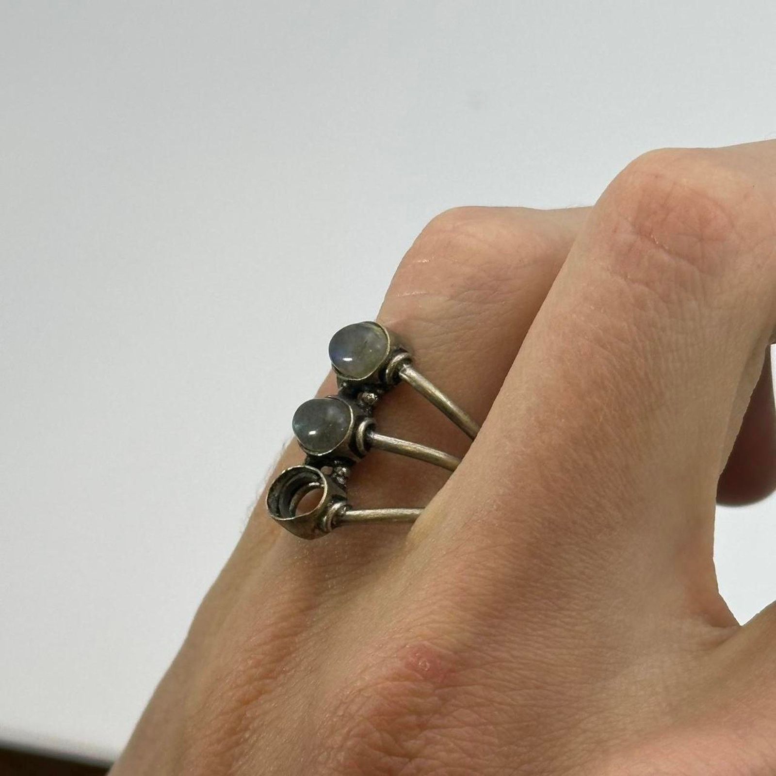 Vintage Vintage Silver Chunky Opal Stone Mini Layer 3pc Ring Size ONE SIZE - 2 Thumbnail
