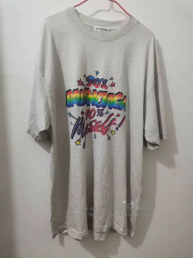 Balenciaga Balenciaga Rainbow Distressed Short Sleeve, Size S Size US S / EU 44-46 / 1 - 2 Thumbnail
