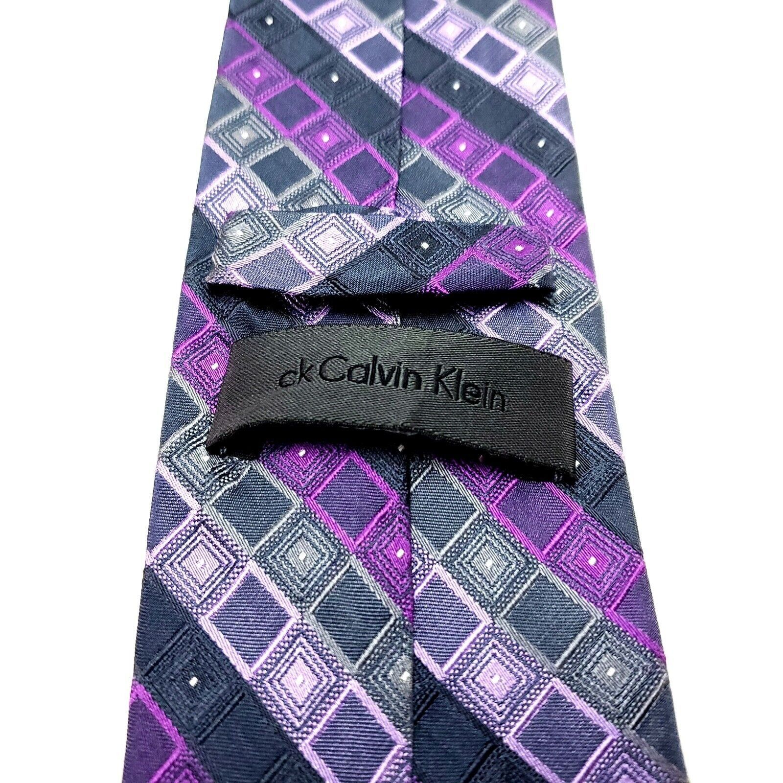 Calvin Klein Calvin Klein Multi Colored Silk Tie Woven Skinny Check Strip Size ONE SIZE - 4 Thumbnail