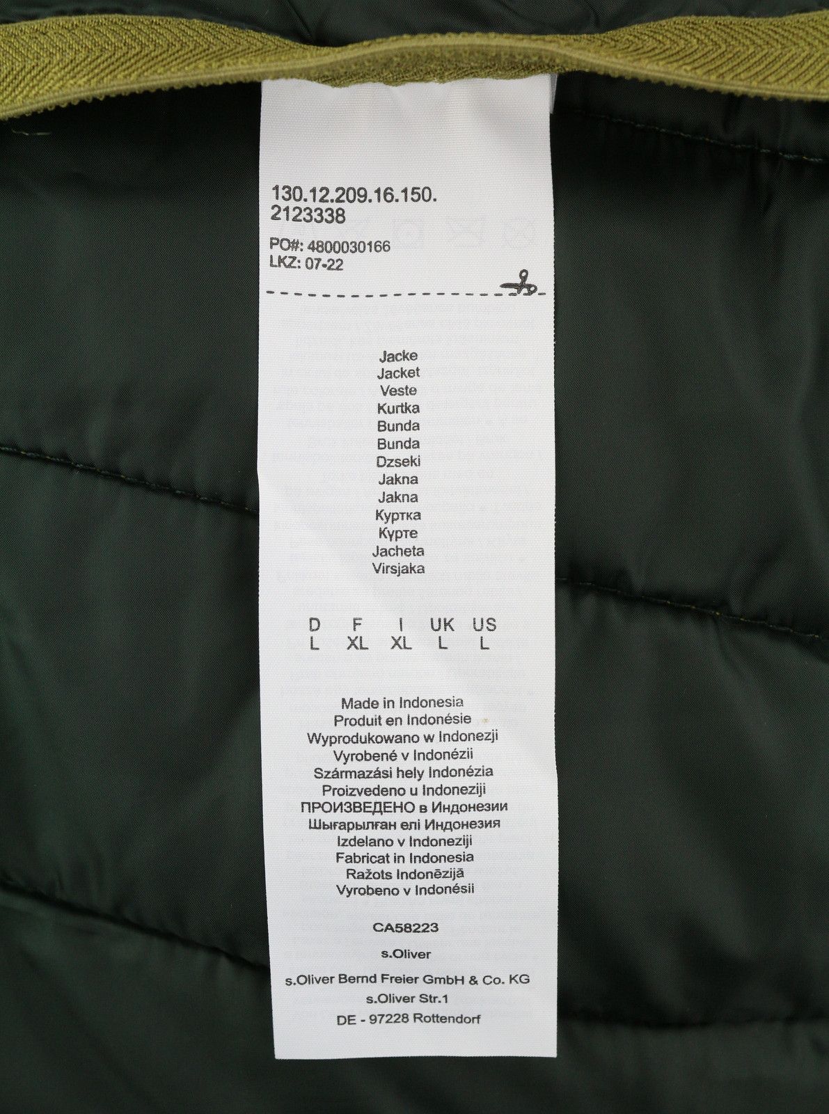 s.Oliver L Green High Neck Padded Quilted Full Zip 88004 Size US L / EU 52-54 / 3 - 10 Thumbnail