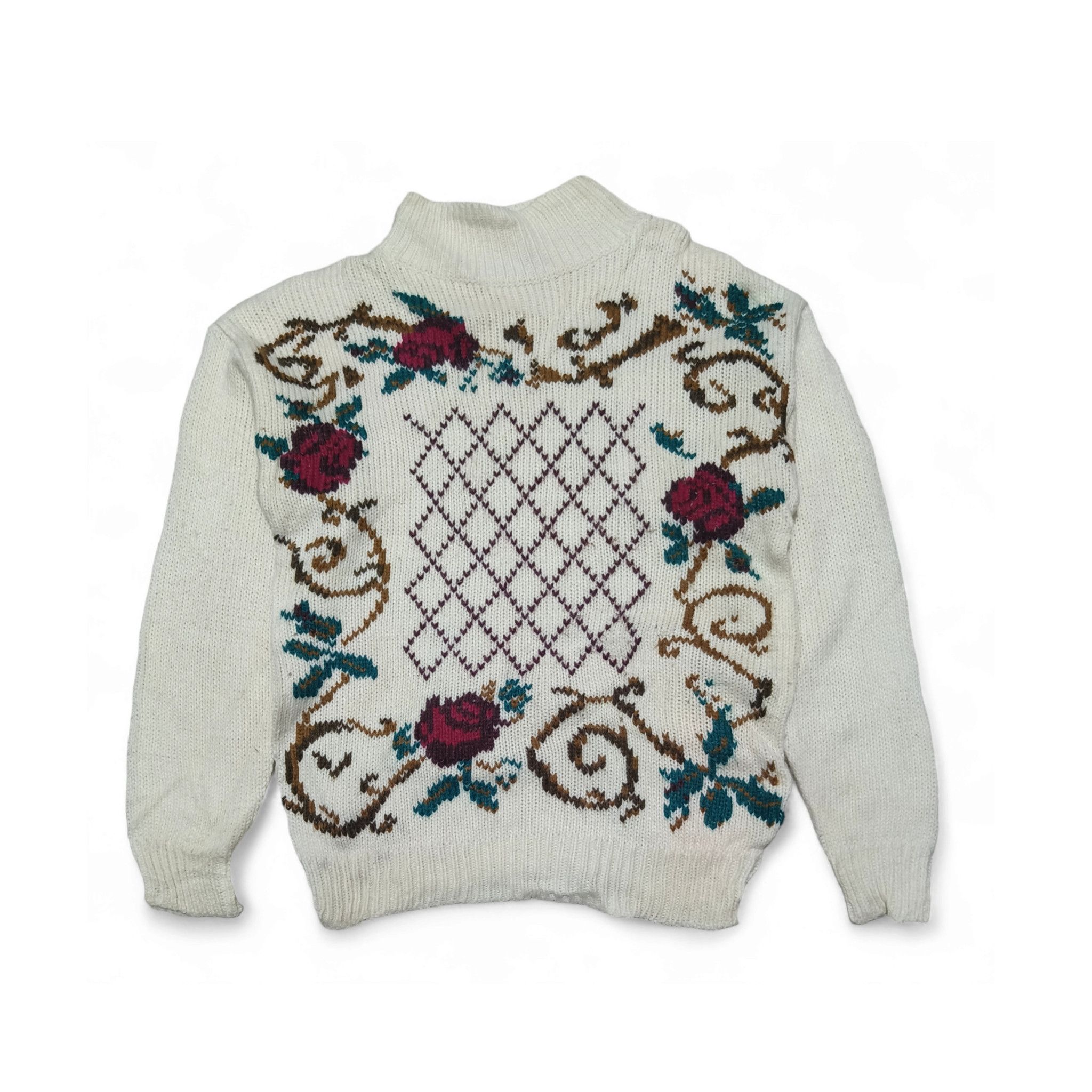 Other Vintage STITCH WORKS Beautiful Floral Motifs Knit Sweater Size M / US 6-8 / IT 42-44 - 1 Thumbnail