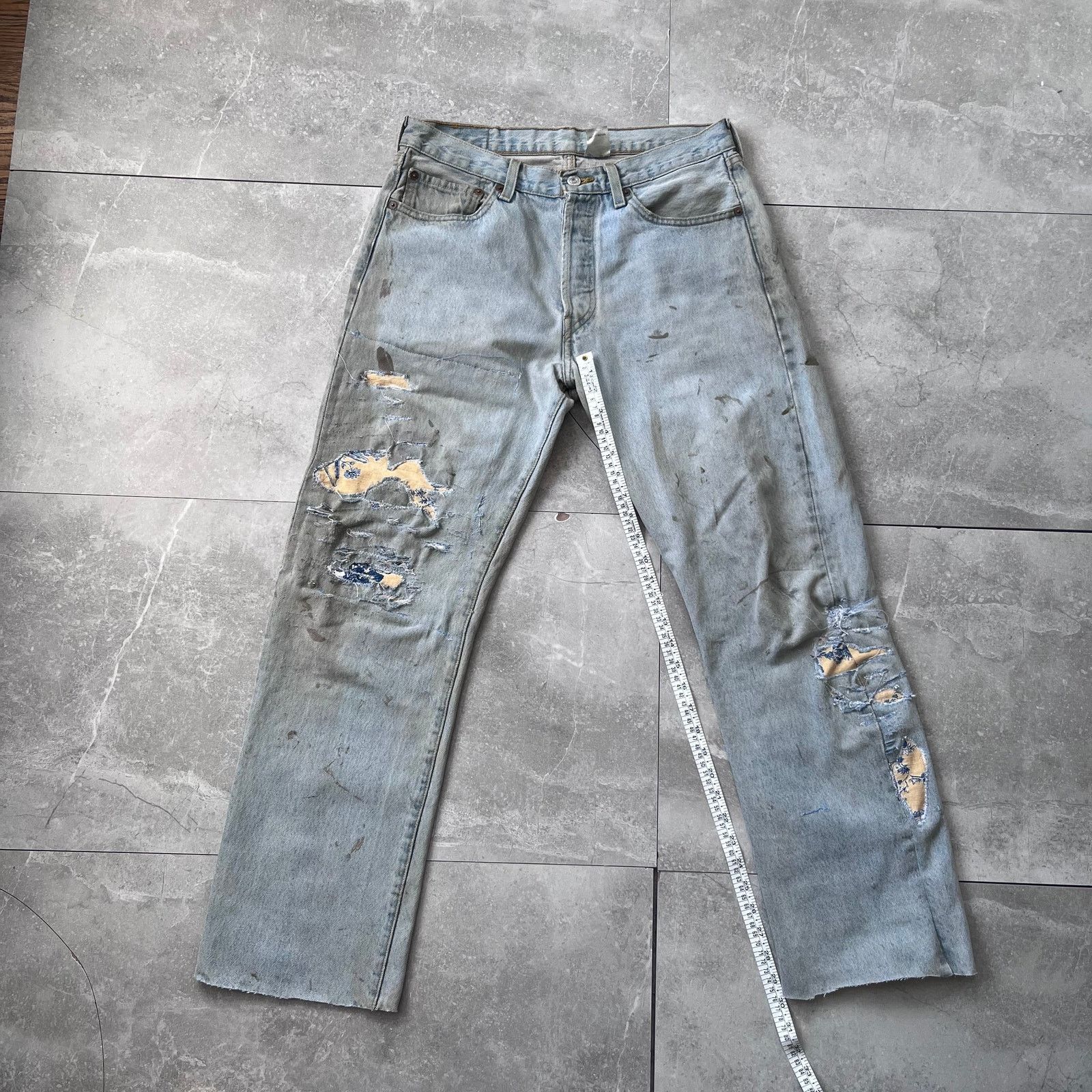 Levi's Vintage Levi’s 501 Custom Patchwork Jeans – Coffee-washed Size US 32 / EU 48 - 5 Thumbnail