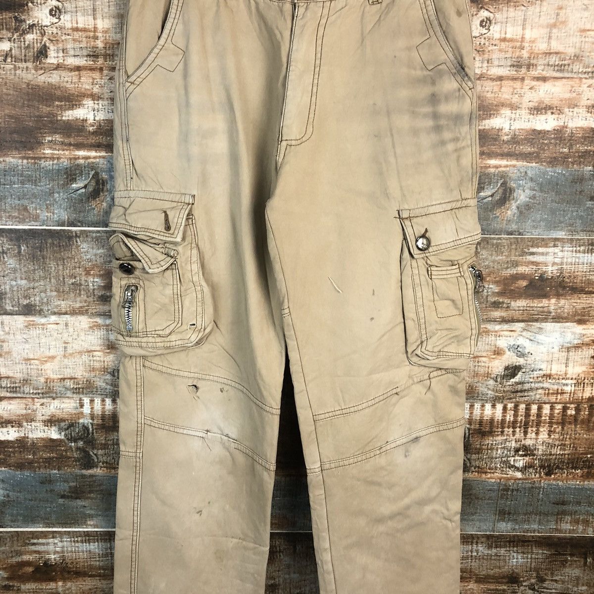 Japanese Brand DL J’apeng Brown Cargo utility Multipocket Pants #C115 Size US 33 - 5 Thumbnail