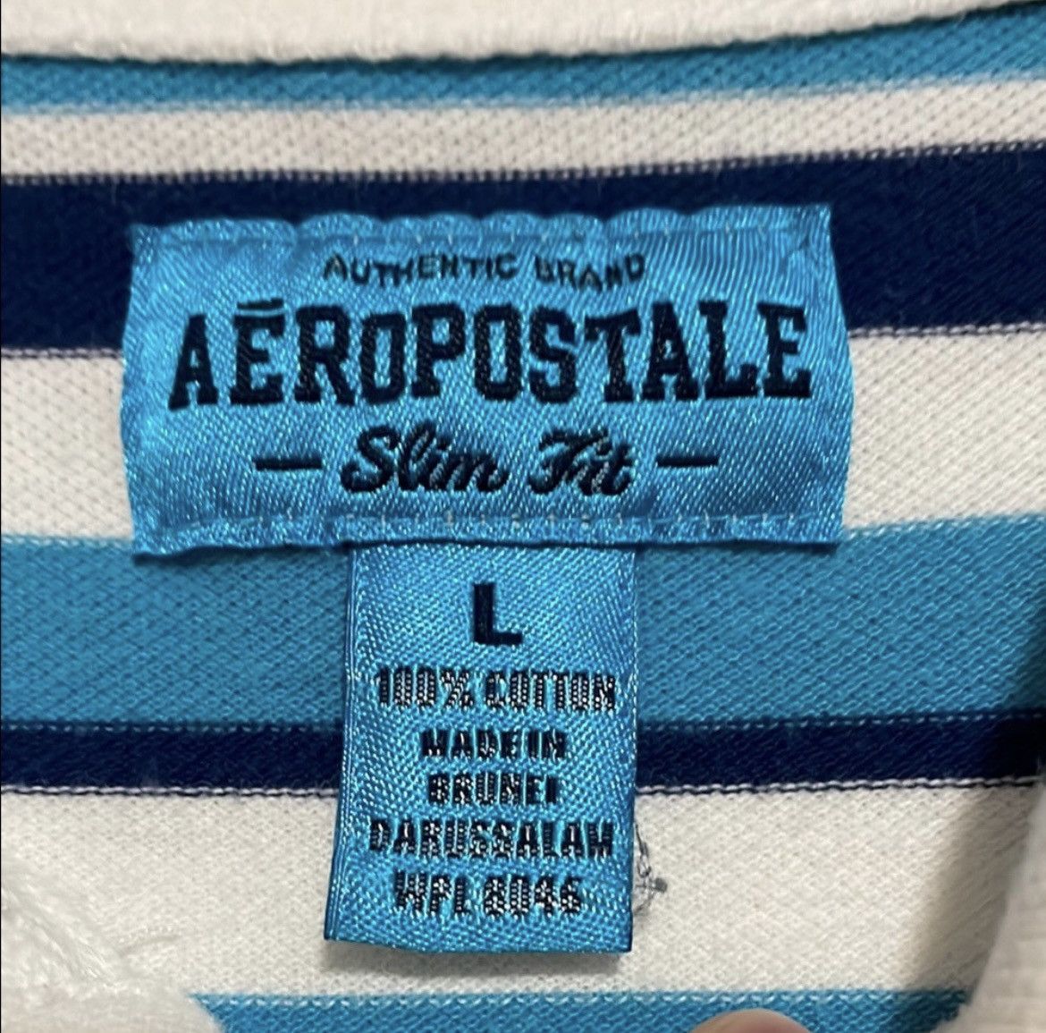 Aeropostale Aeropostale Blue and White Striped Polo Size US L / EU 52-54 / 3 - 2 Thumbnail