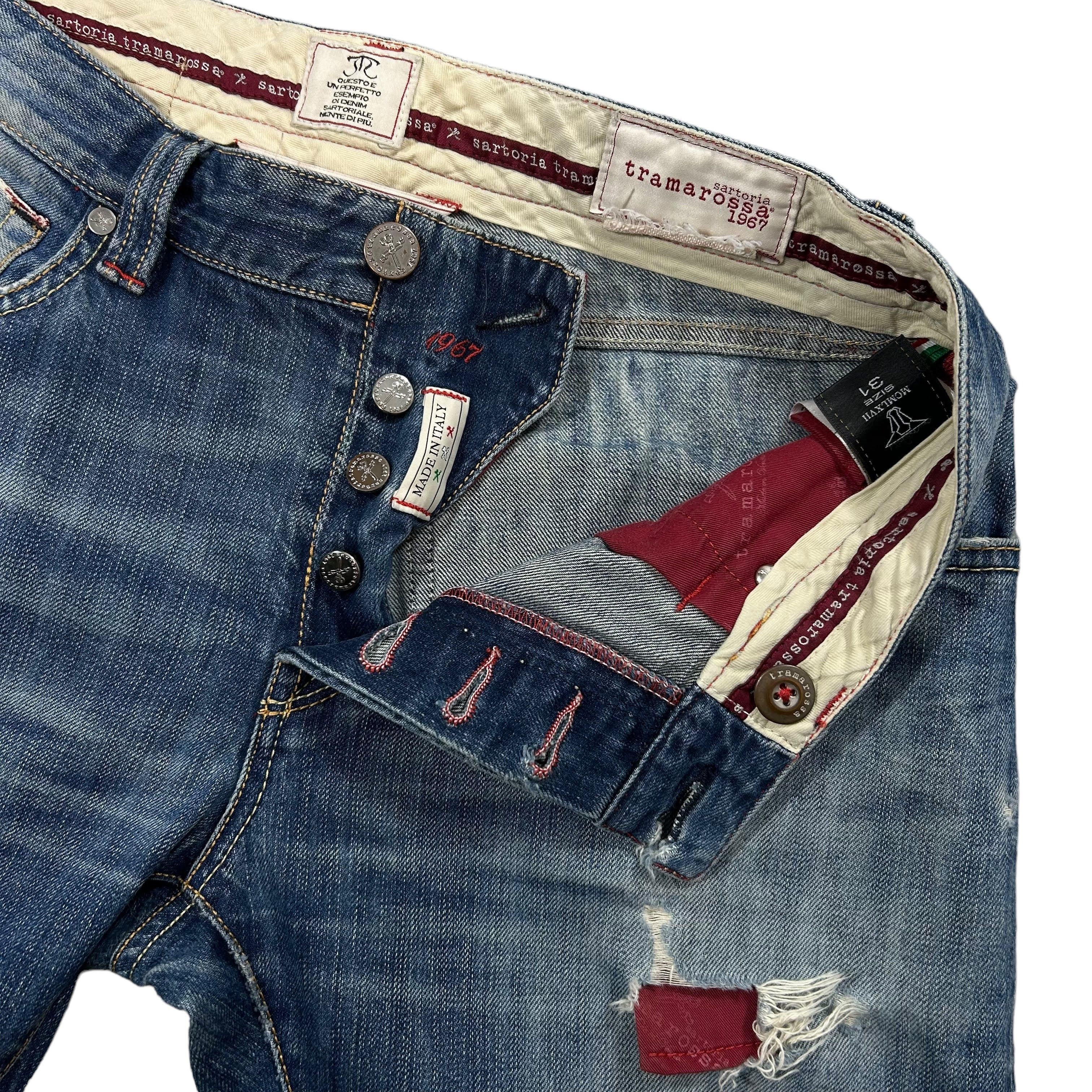 Other Sartoria Tramarossa Washed Blue Ripped Selvedge Jeans Sz 31 Size US 31 - 5 Thumbnail