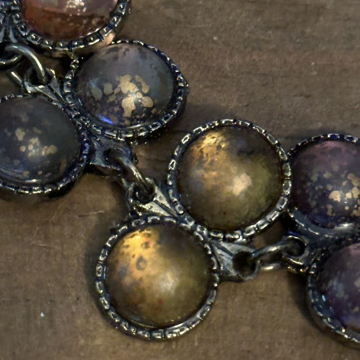 Other Bronze tone multi color cabochon stone link bracelet Size ONE SIZE - 6 Thumbnail