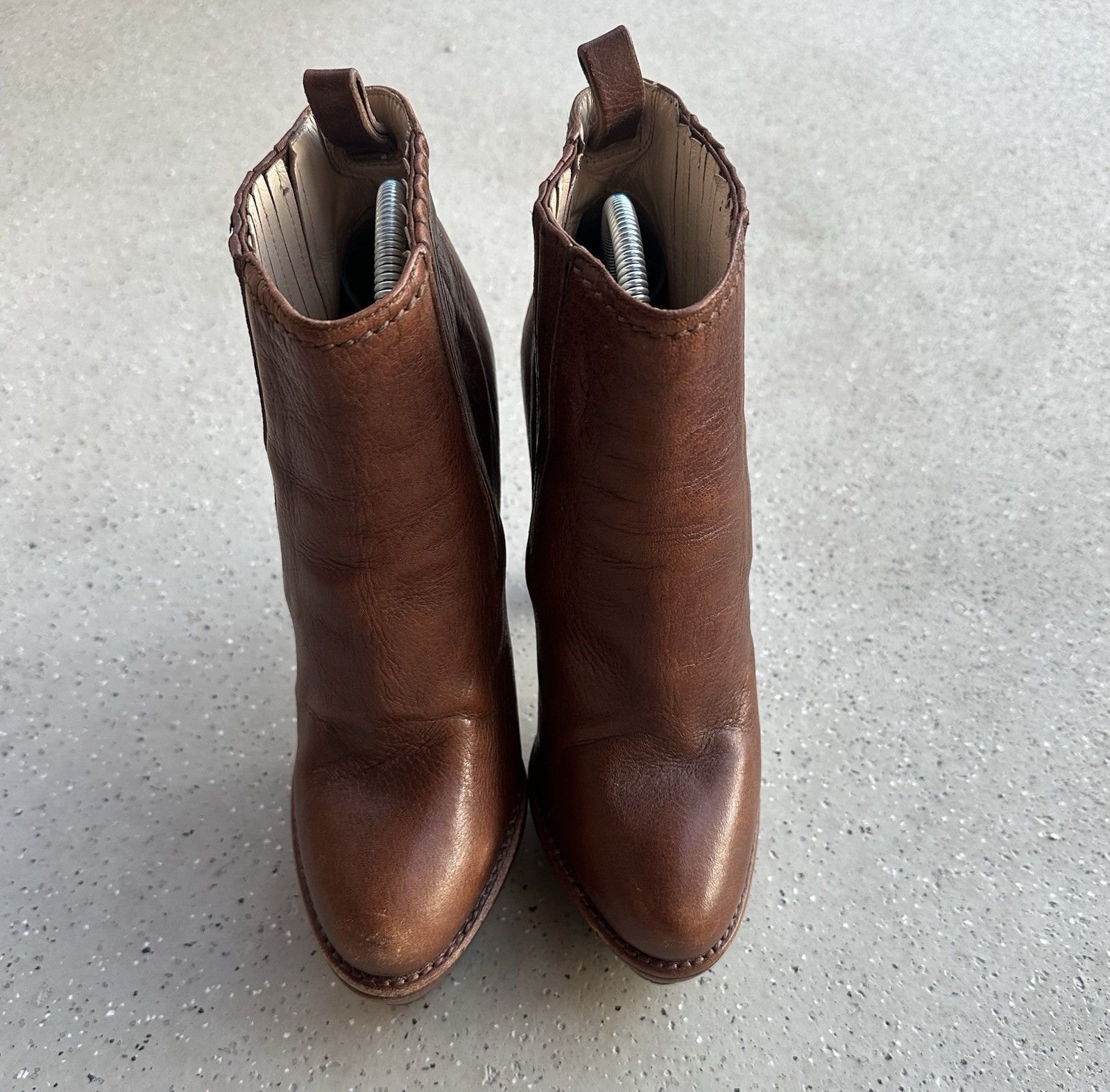 Prada DDP Prada Womens Brown Leather Platform Heel Boots Size 38,5 Size US 8.5 / IT 38.5 - 6 Thumbnail