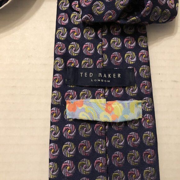 Ted Baker Ted Baker men's new navy 100%silk tie 3 1/2" X 60 1/4" Size ONE SIZE - 3 Thumbnail