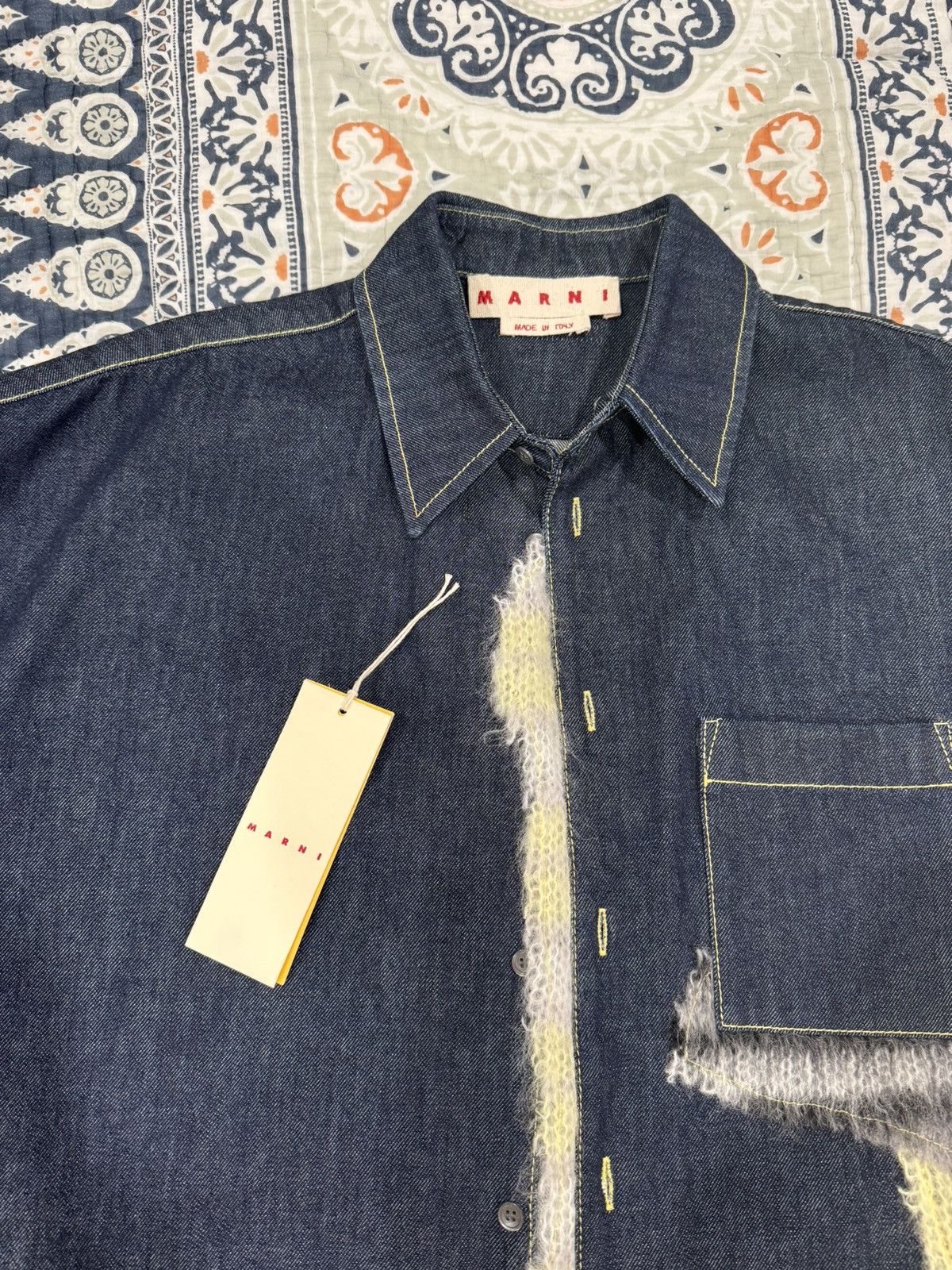 Marni Marni Wool-Patched Denim Jacket Size US XL / EU 56 / 4 - 4 Thumbnail