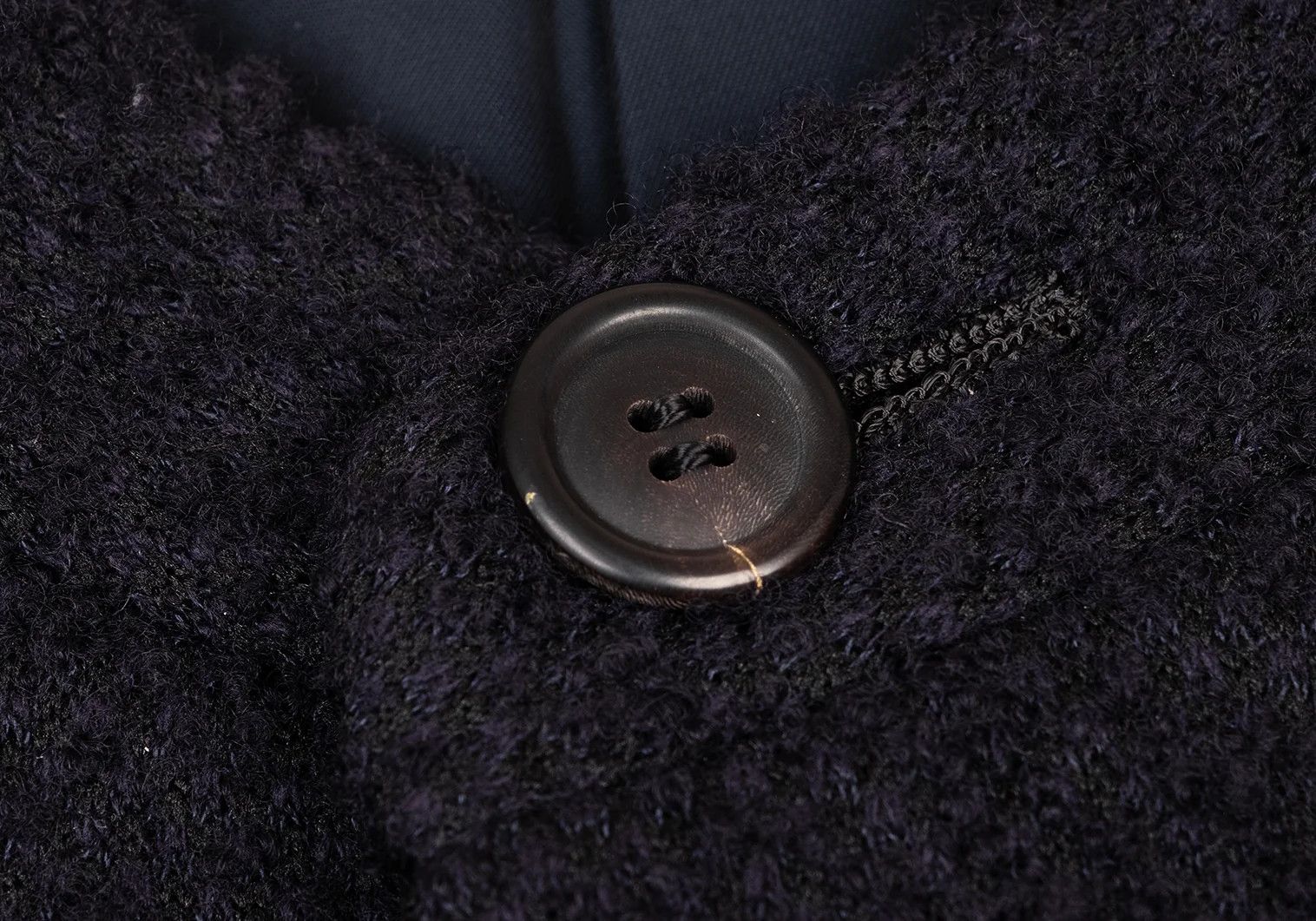 Issey Miyake Wool Pilling Design Stand Collar Jacket in Dark Purple M Size US M / EU 48-50 / 2 - 4 Thumbnail