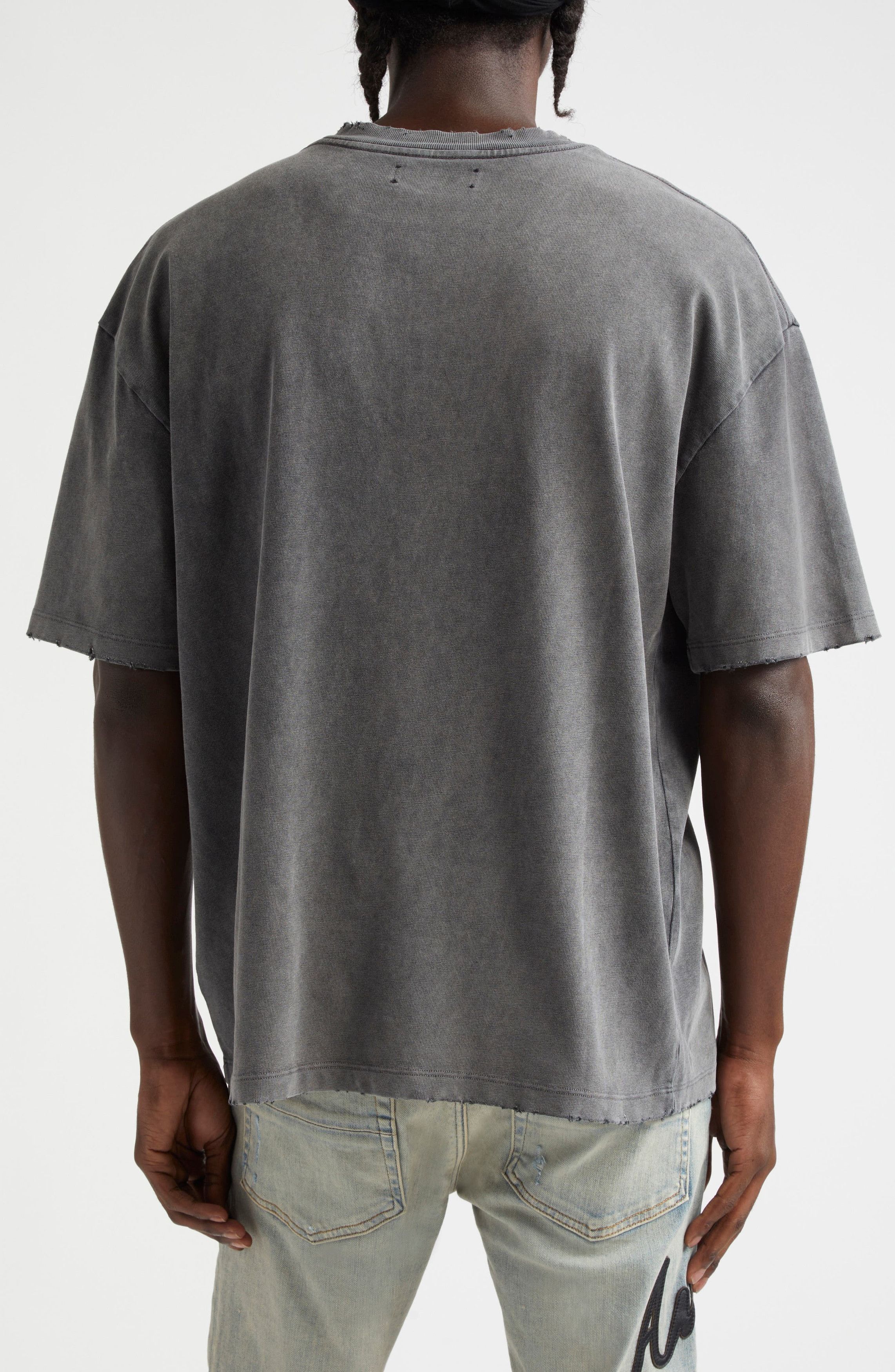 Amiri o1orln1125 High Lion Distressed Graphic T-Shirt in Dark Grey Size US L / EU 52-54 / 3 - 6 Thumbnail