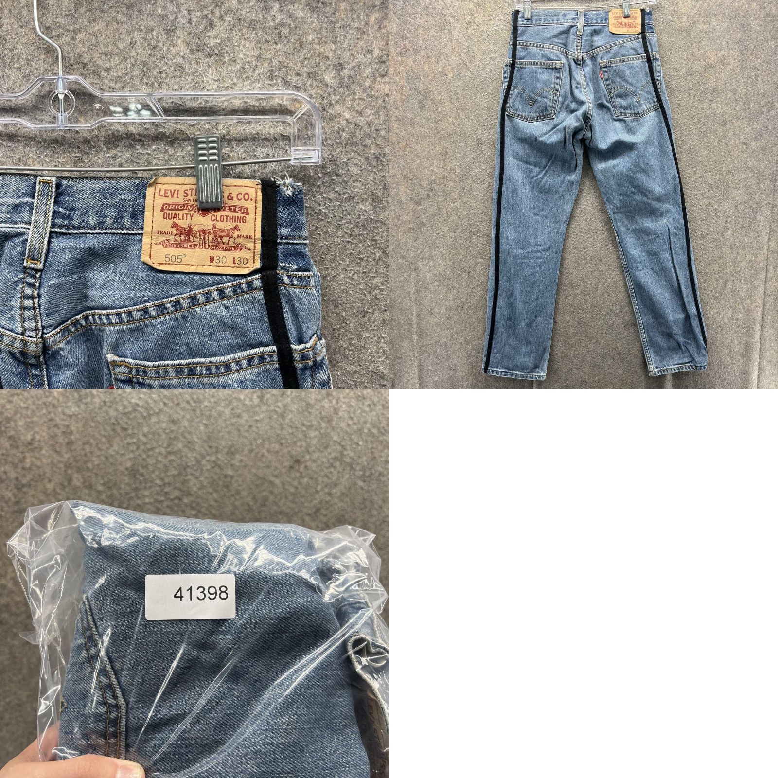 Levi's Levis 505 Jeans Mens 30x30 Blue Regular Fit Straight Leg Side Stripe Denim Jeans Size US 30 / EU 46 - 8 Thumbnail