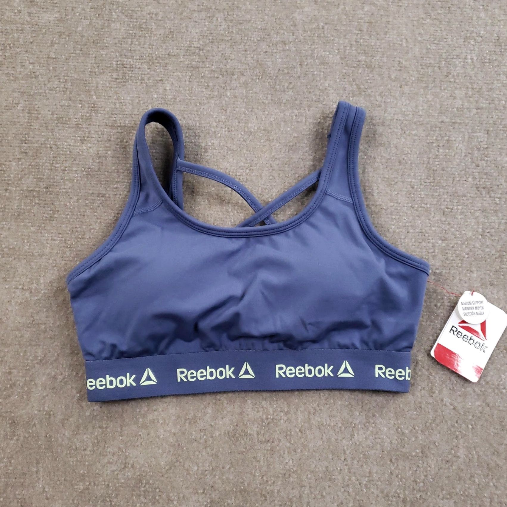 Reebok Reebok Sports Bra Womens S Blue Indigo Medium Support Wicking Size ONE SIZE - 2 Thumbnail