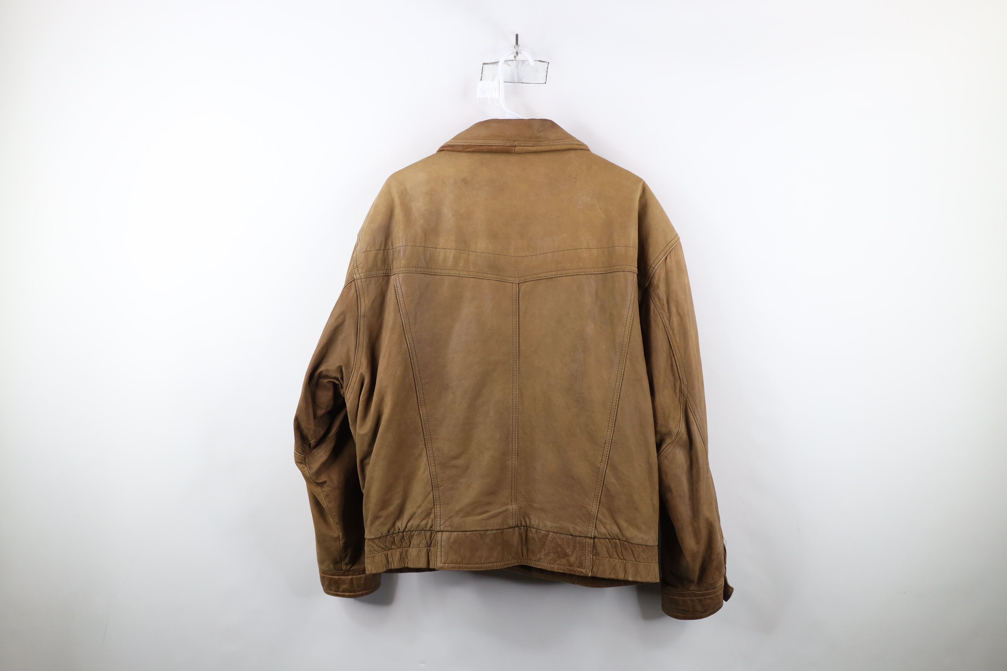 Vintage Vintage 90s Streetwear Leather Full Zip Flight Bomber Jacket Size US XL / EU 56 / 4 - 13 Thumbnail