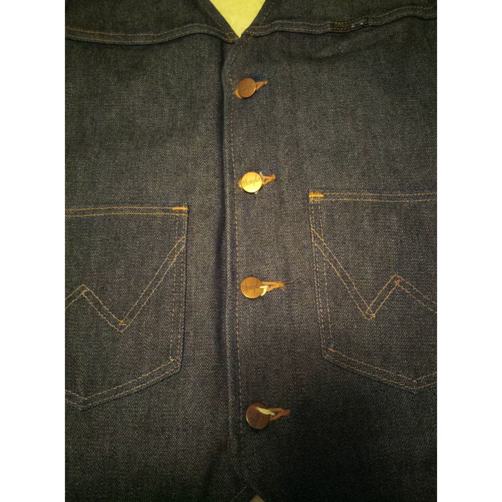 Wrangler VTG Wrangler Denim SHERPA Lined VEST Biker Western USA vest Medium Blue Denim Shirt? Size US 31 - 3 Thumbnail