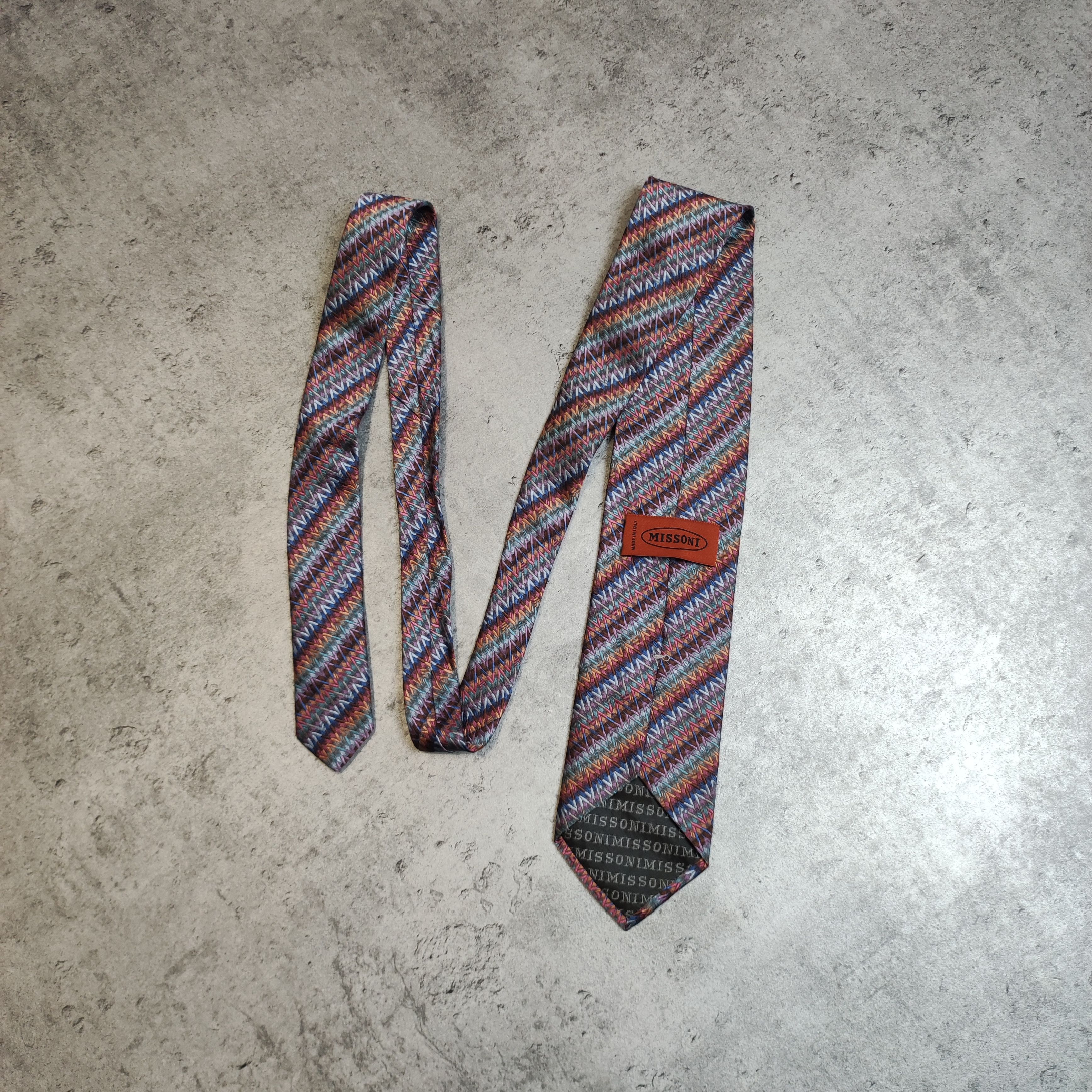 Missoni RARE 90s Vintage Missoni Cravatte Abstract Silk Tie Size ONE SIZE - 1 Thumbnail