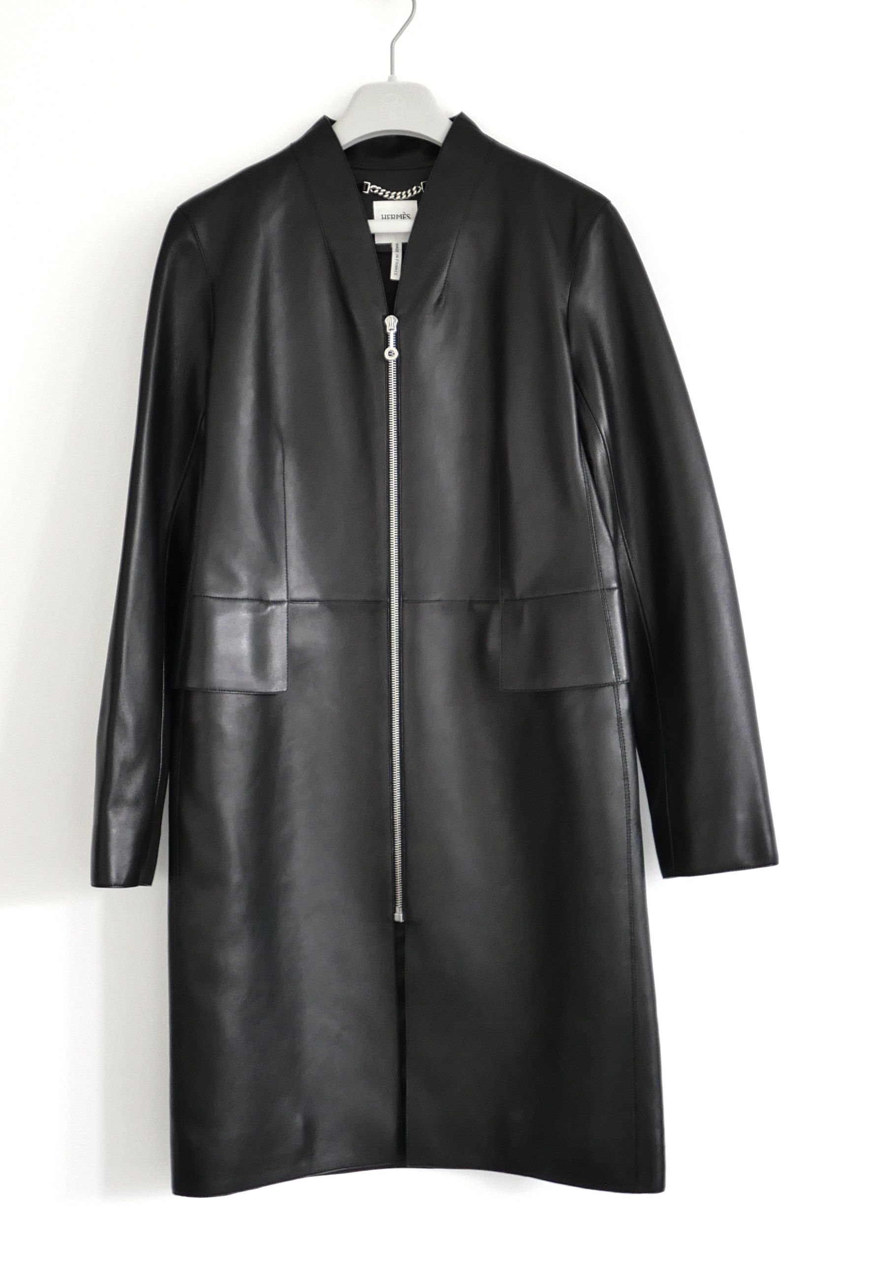 Hermes Hermes Spring 2021 Lamb Leather Zip Front Coat Size S / US 4 / IT 40 - 1 Thumbnail