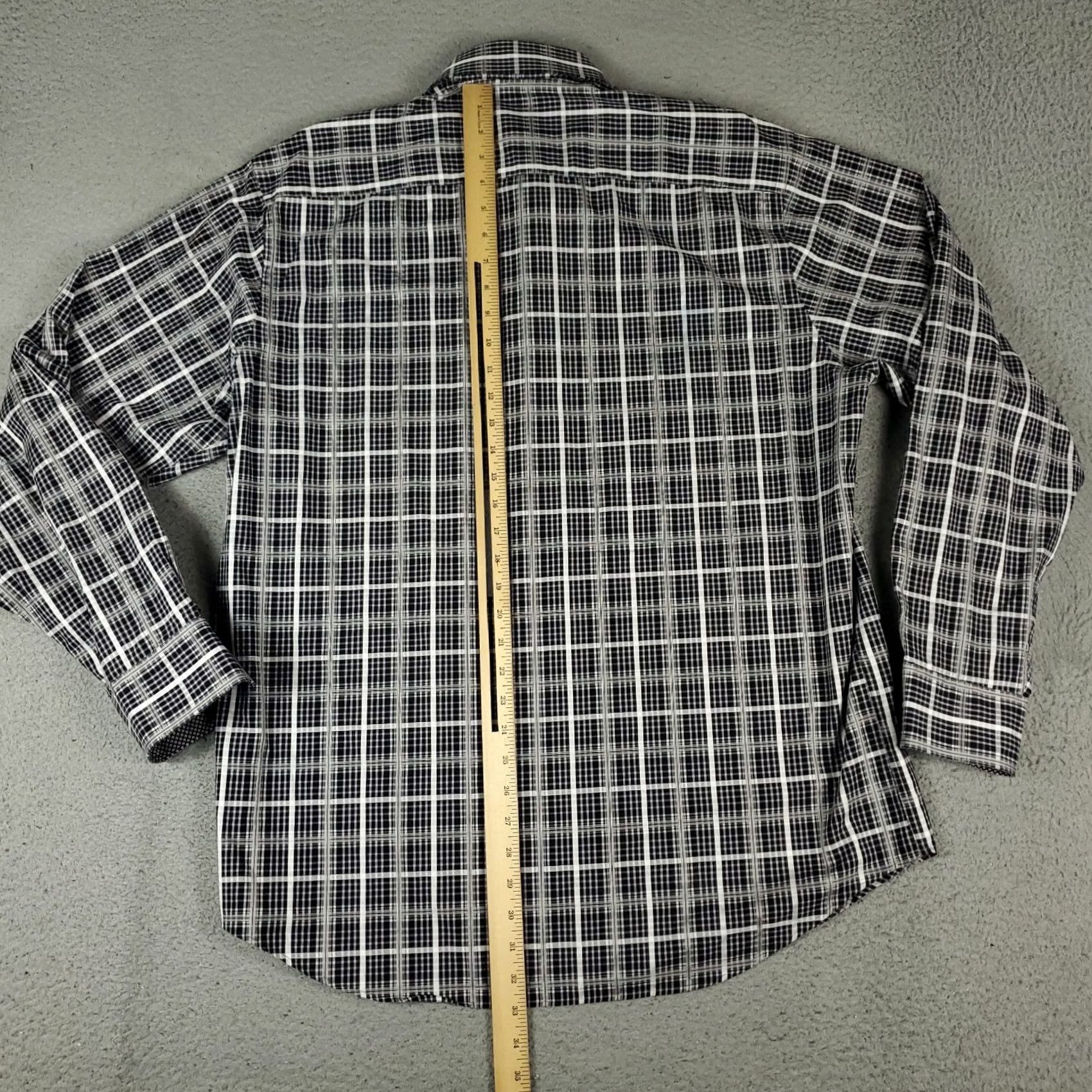 BUGATCHI Bugatchi Mens Shirt XL Gray Plaid Classic Fit Button Up Long Sleeve Size US XL / EU 56 / 4 - 3 Thumbnail