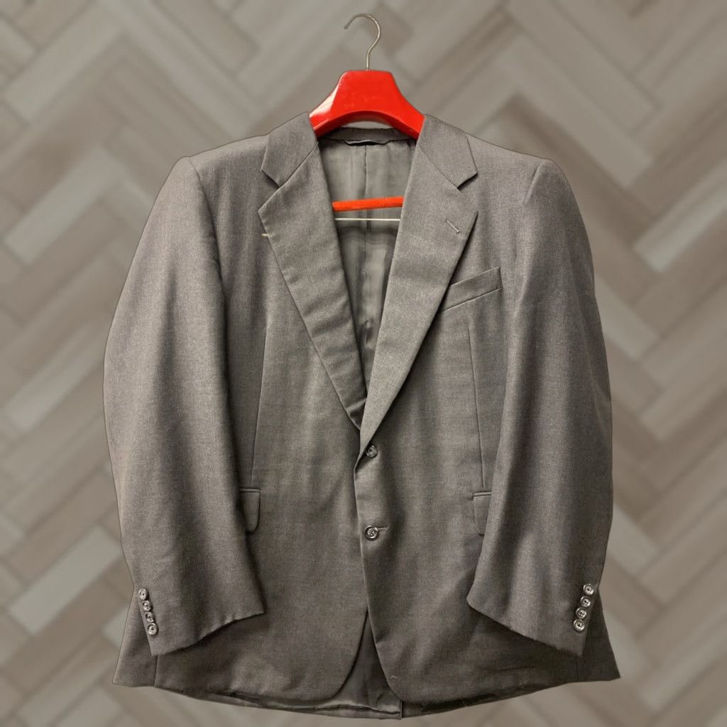 Vintage Hickey Freeman Jacket Blazer Two Button 46R Regular Wool Dark Gray Men Size 46R Jacket/Coat Solid 2 Button Size 46R - 1 Thumbnail