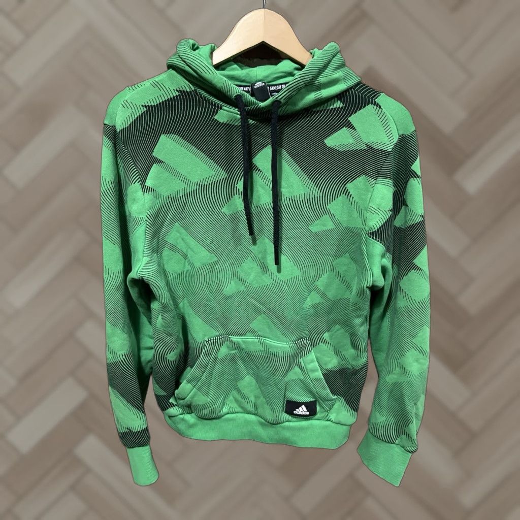 Adidas Adidas Hoodie Men's S Green Logo Fleece Sweatshirt Regular Size Size US S / EU 44-46 / 1 - 1 Thumbnail